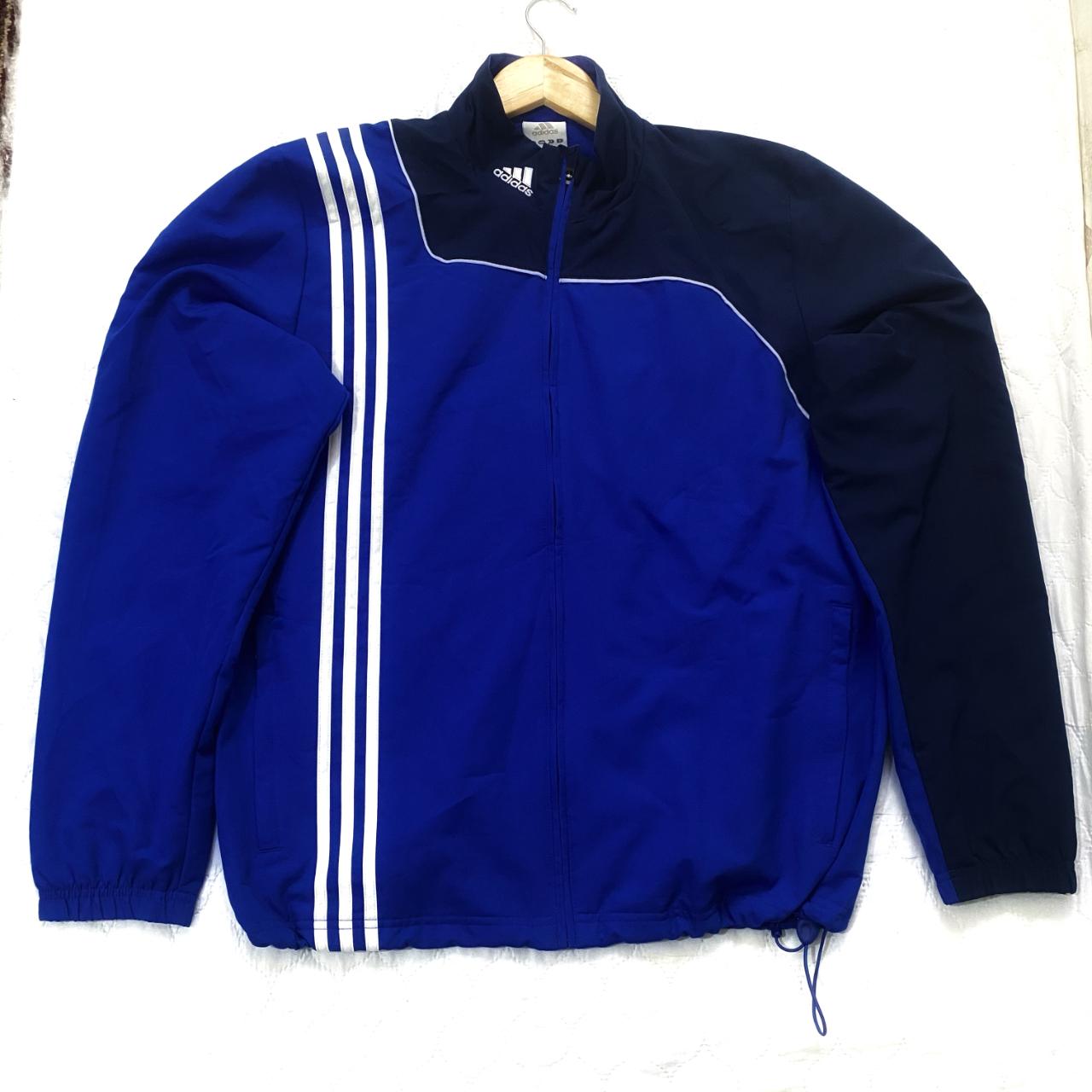 Adidas blue/dark blue with white and yellow accents... - Depop