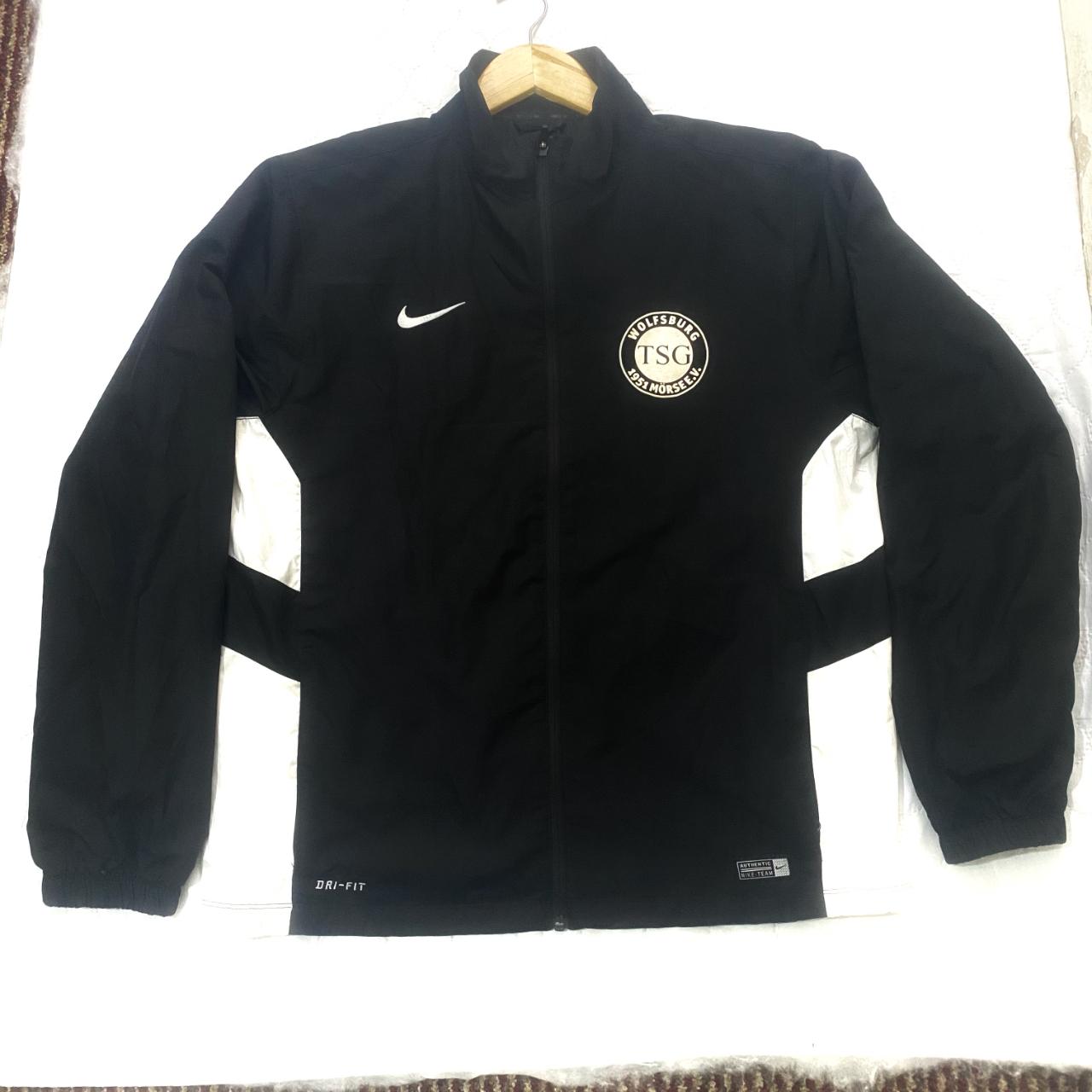 Nike black with white accents zip up windbreaker... - Depop