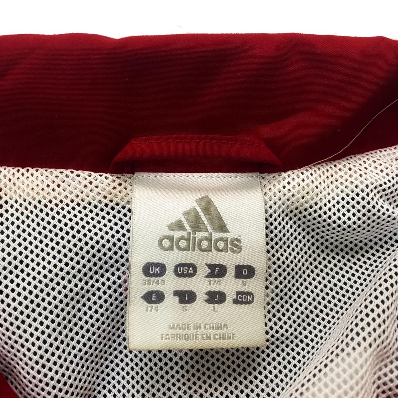 Adidas red and black with white accents zip up... - Depop