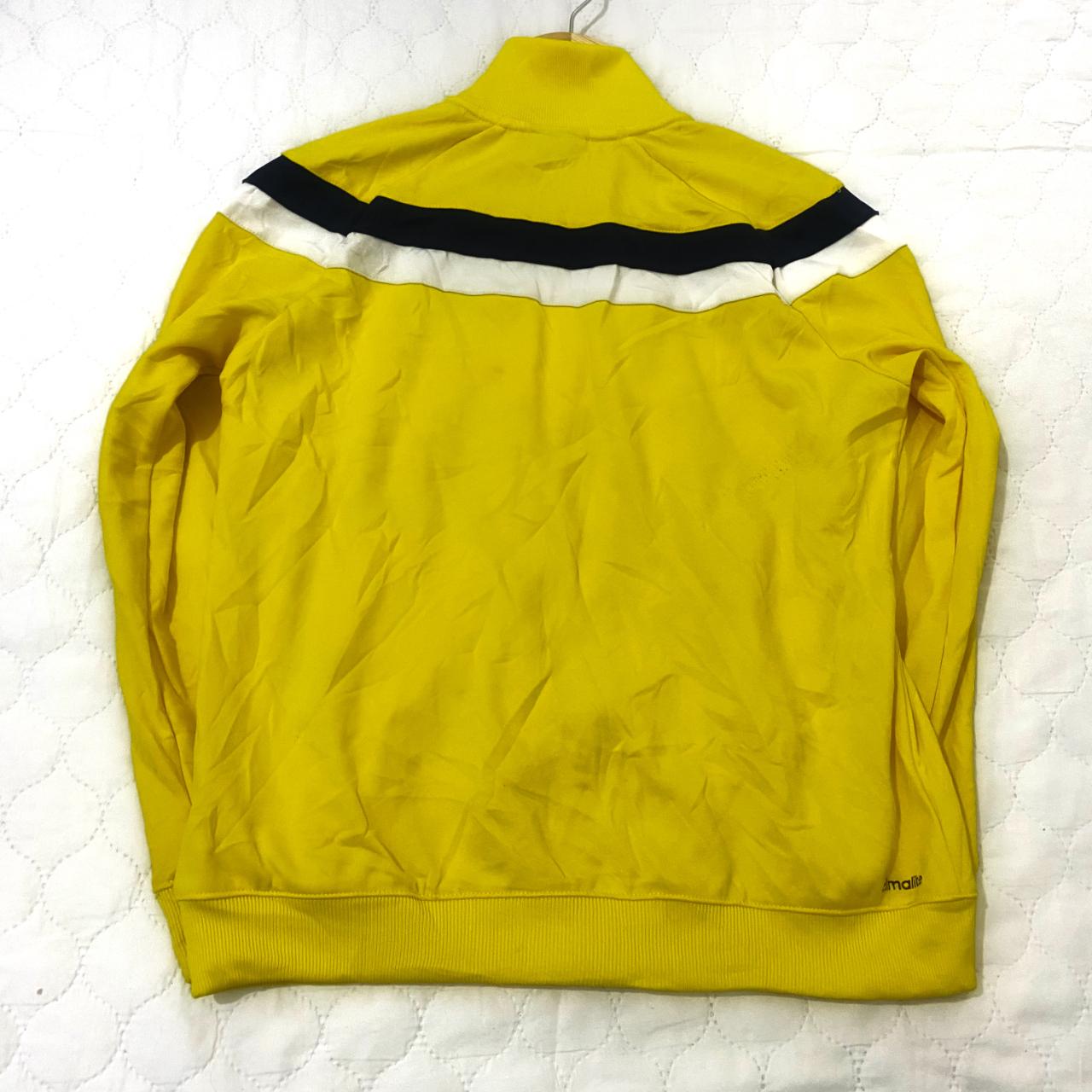 Adidas yellow and black with white accents zip up... - Depop