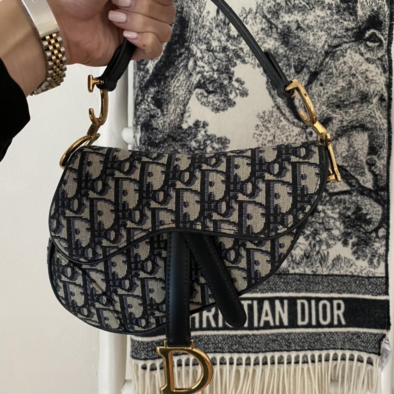 Saddle Bag with Strap Blue Dior Oblique Jacquard