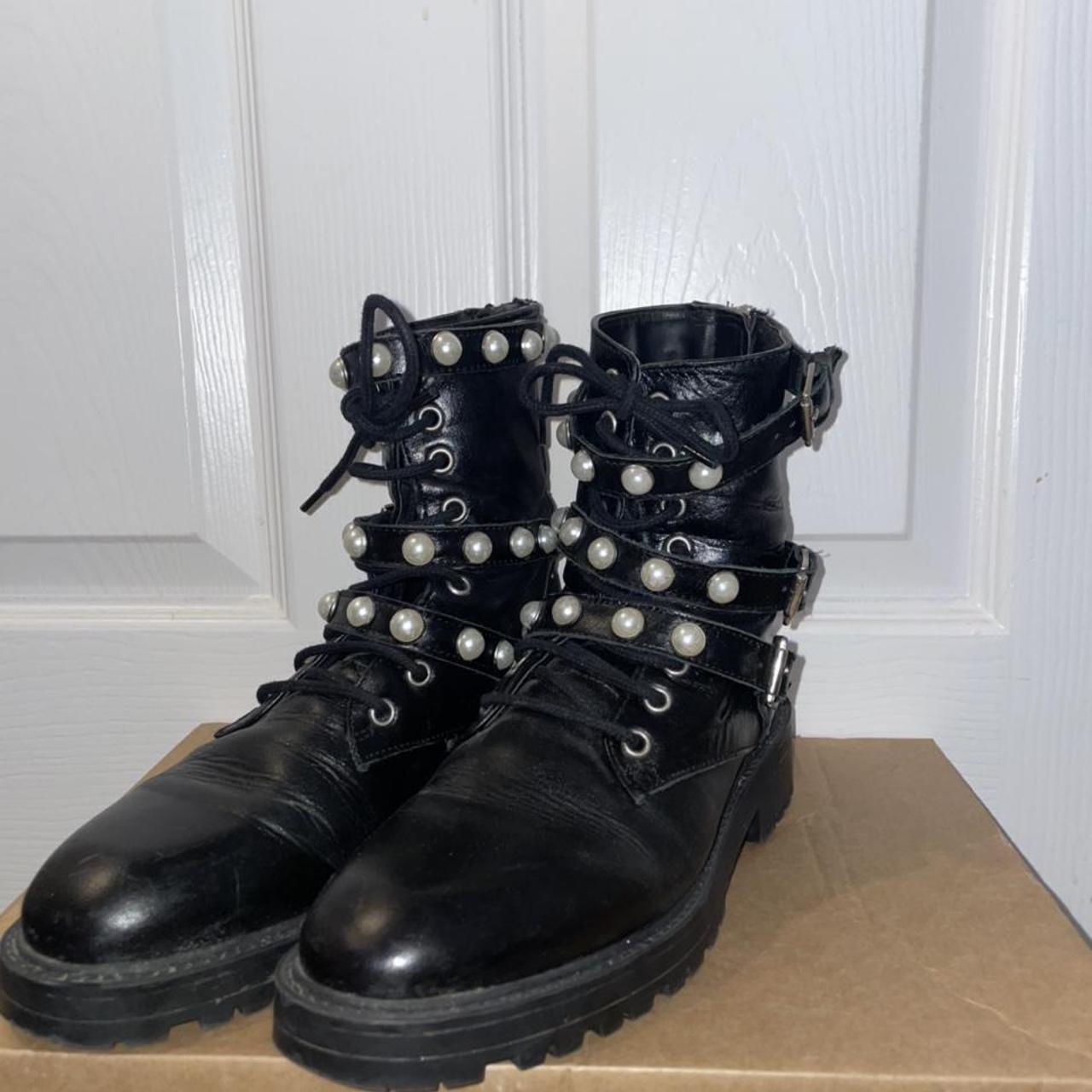 zara pearl booties