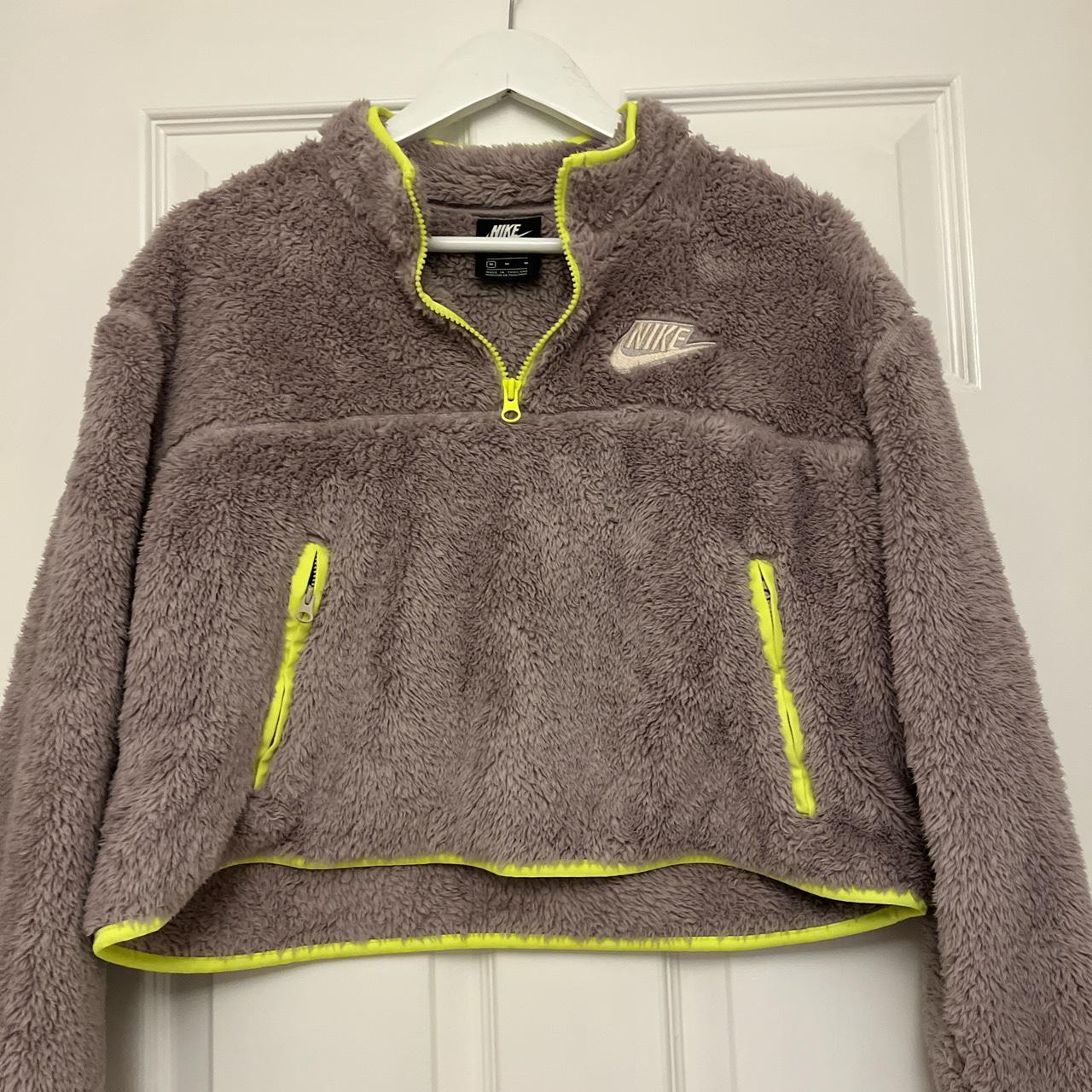 Nike grey fleece with contrast neon tipping medium Depop