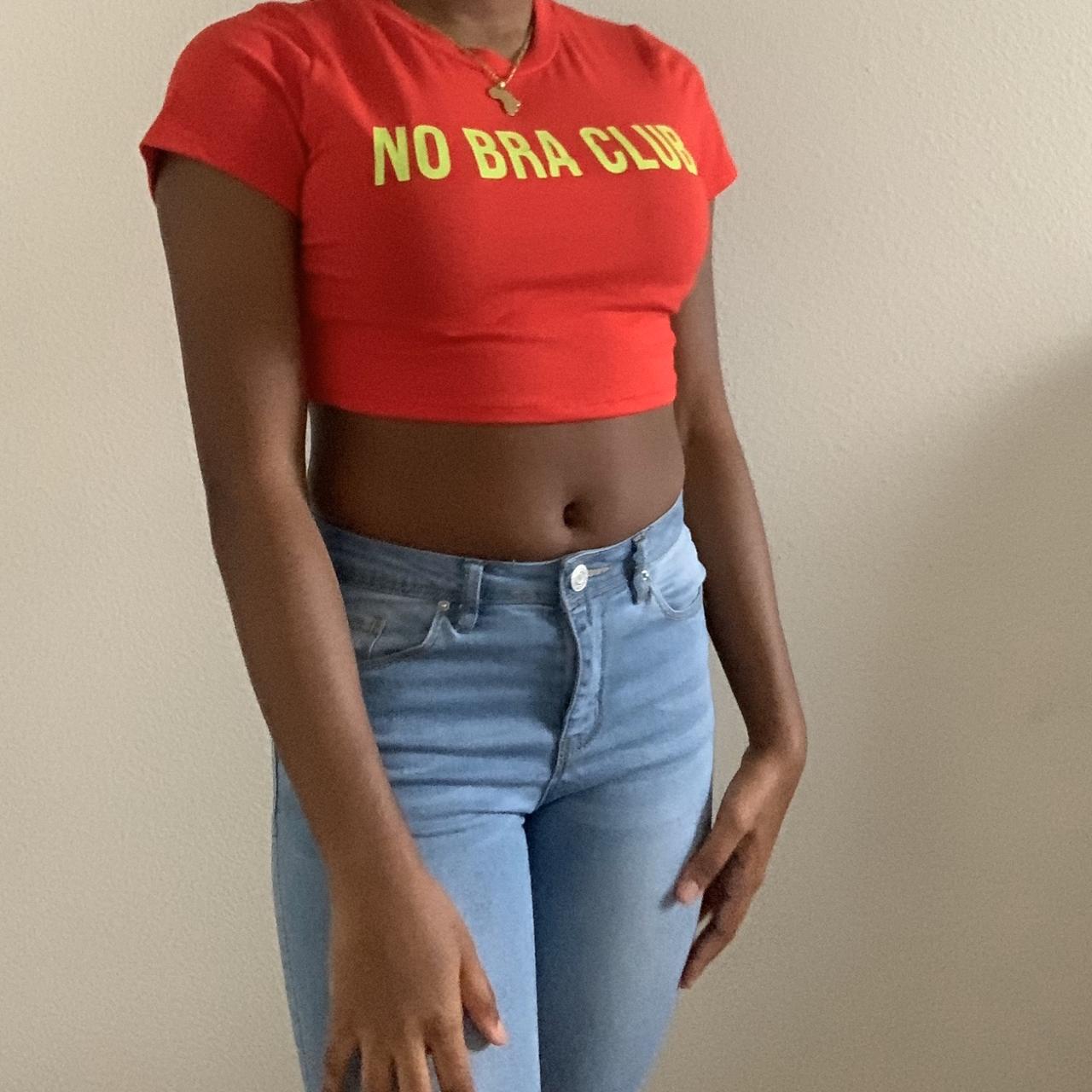 Red No bra club fitted crop top. Cute for a casual - Depop