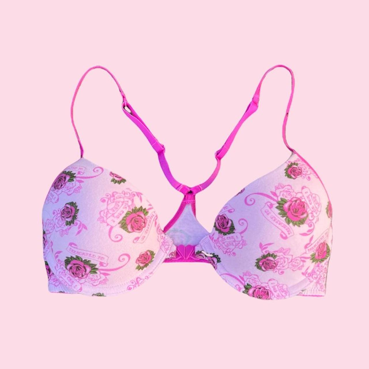 adorable pink graphic bra 💘 2000s bra with an all... Depop