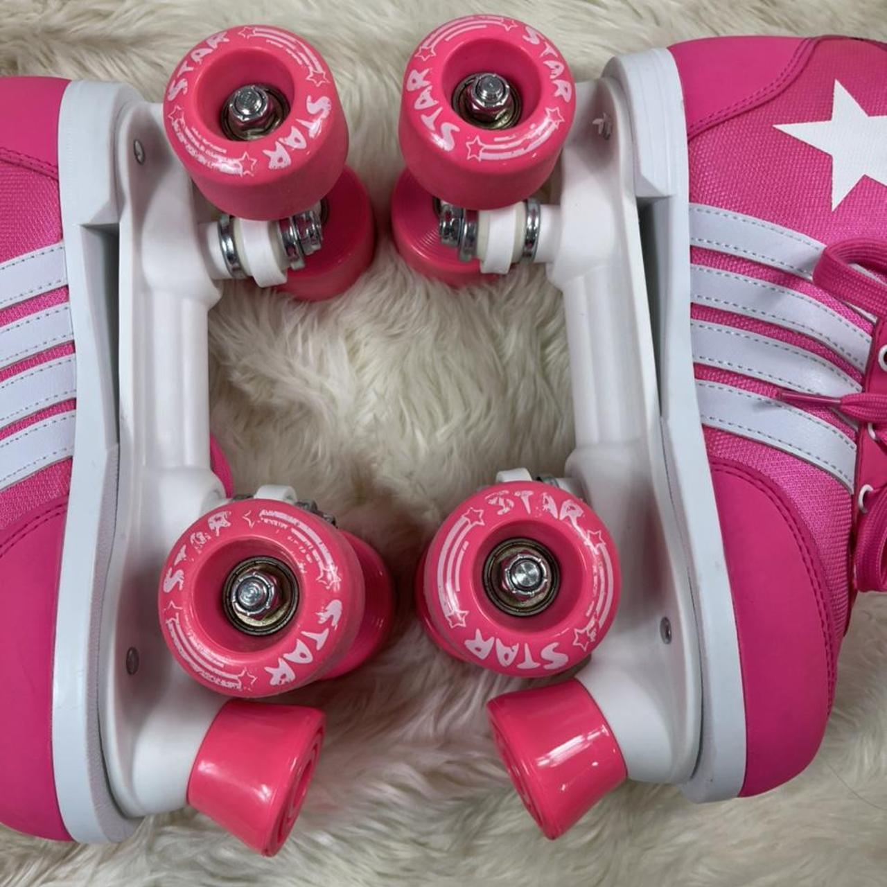 Y2K vintage hot pink roller derby style skates with... Depop