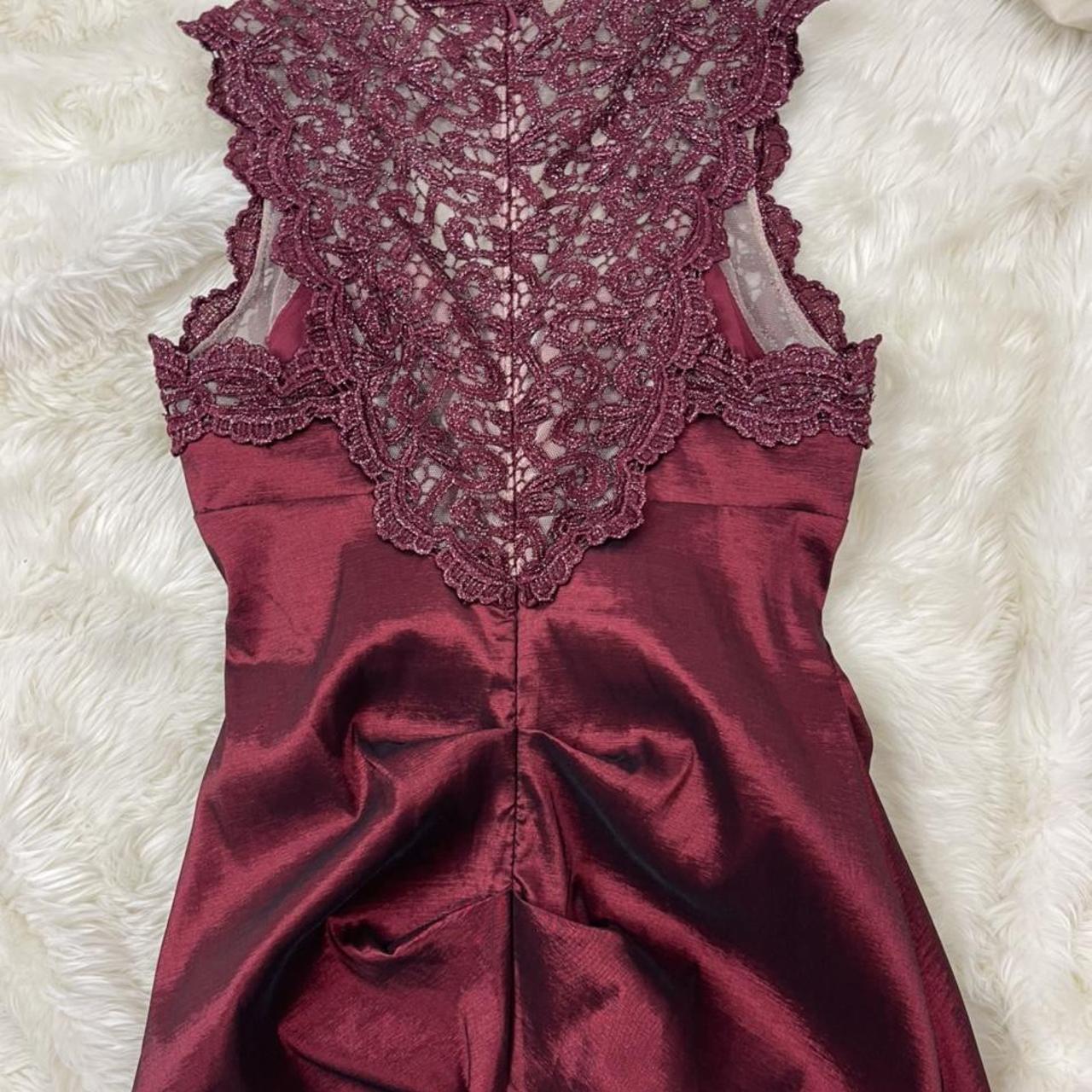 Deep metallic red mermaid / fishtail evening dress... - Depop