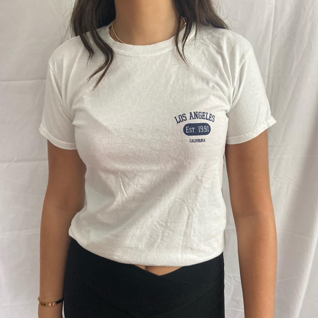 plain white tee by LA Apparel, size S - Depop