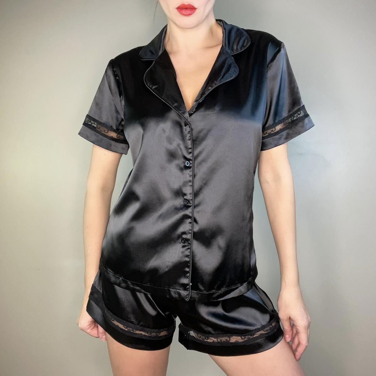 black satin pyjama top