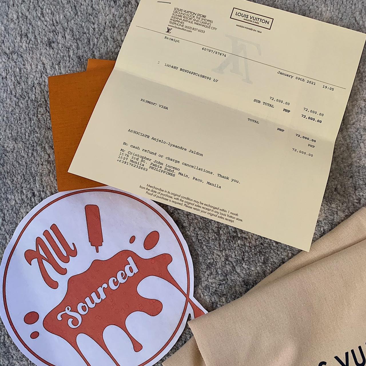 Louis Vuitton receipt for proof that it is real. - Depop