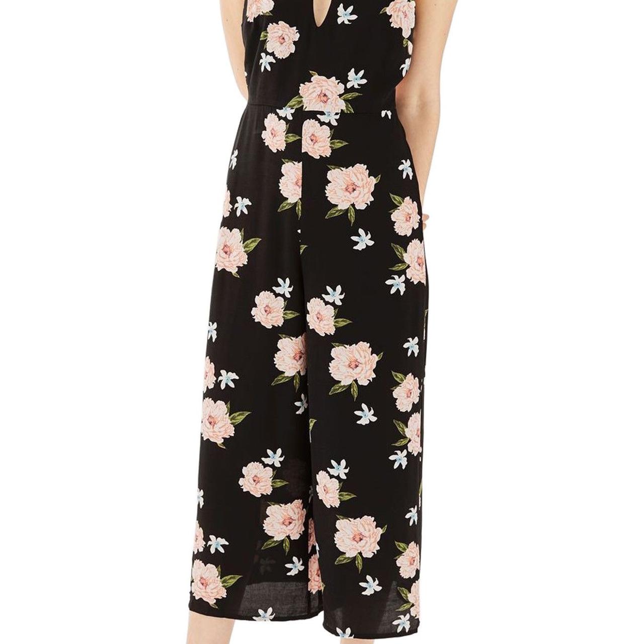 topshop black floral playsuit