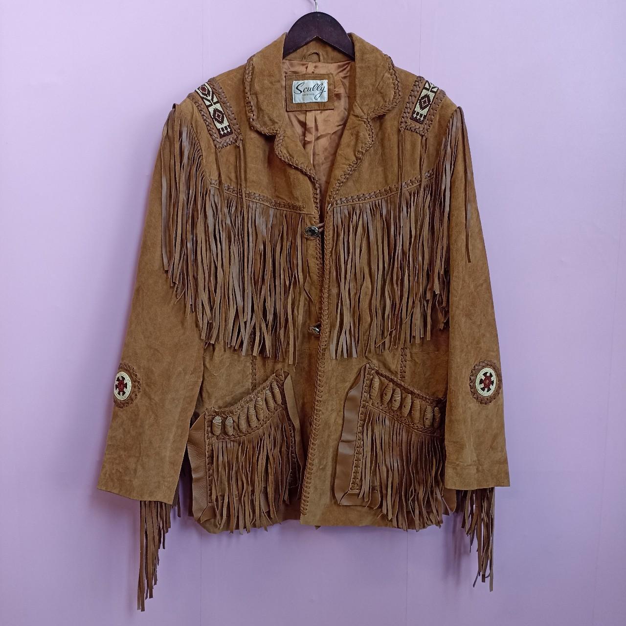 Vintage 1990s Western suede fringed jacket in brown... - Depop