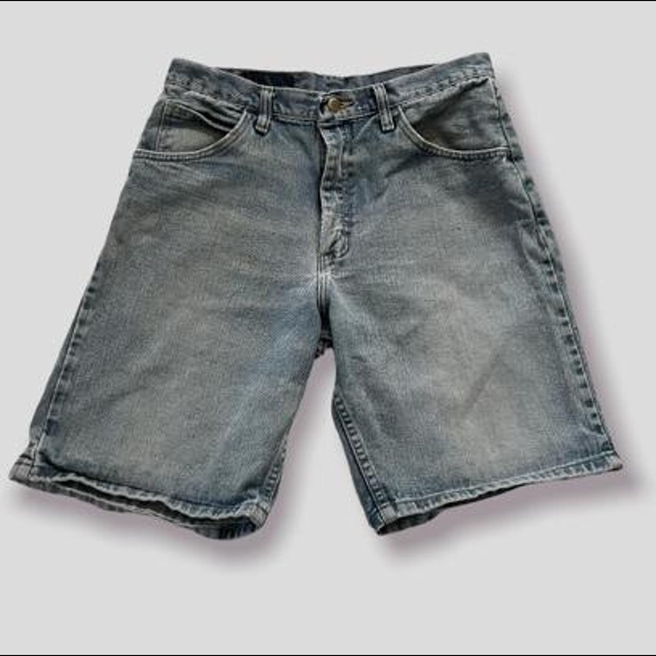 wrangler jean shorts 32” waist 12” rise 9 1/2”... Depop