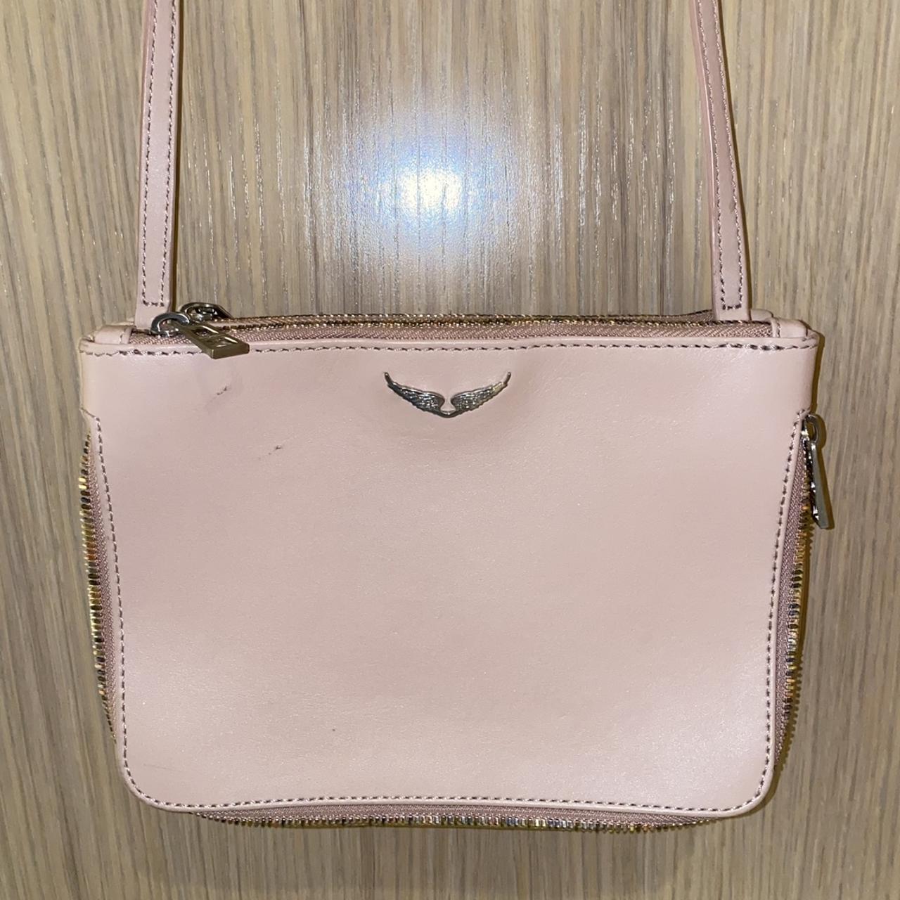Zadig & Voltaire designer pink and gold crossbody... Depop