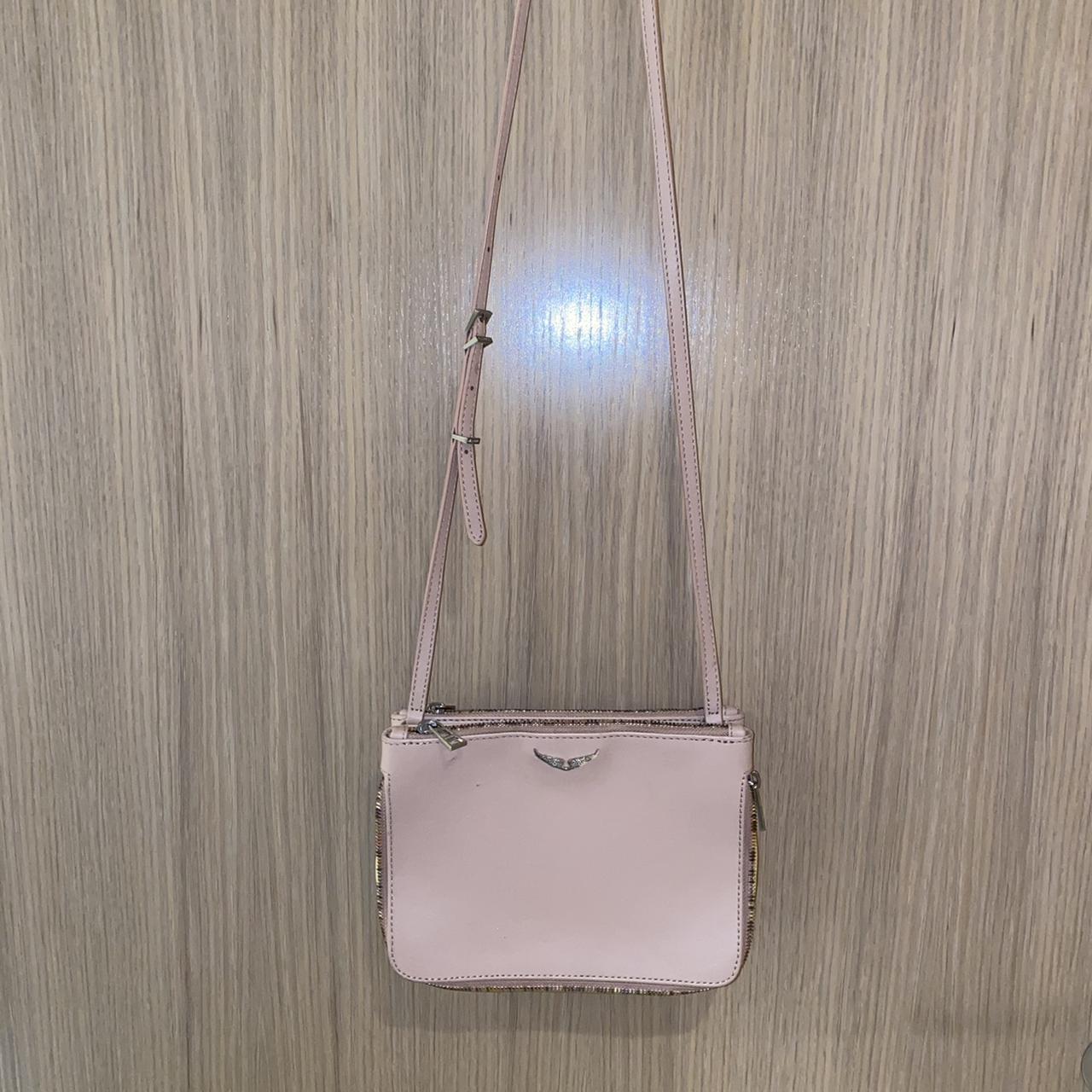 Zadig & Voltaire Designer Pink And Gold Crossbody - Depop