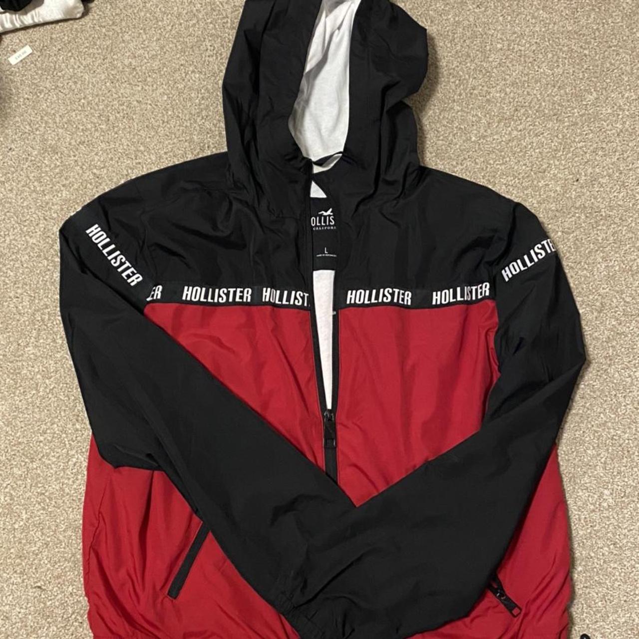 hollister red and black windbreaker