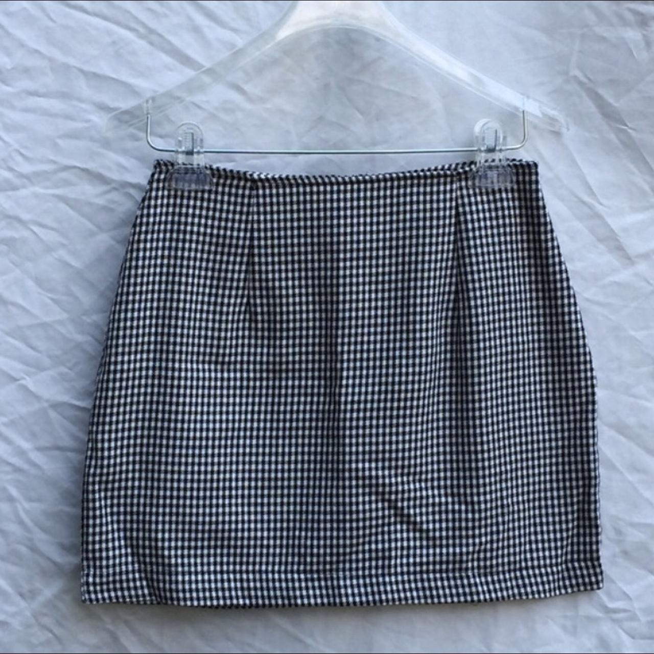 Brandy Melville gingham skirt Checkered black and... - Depop