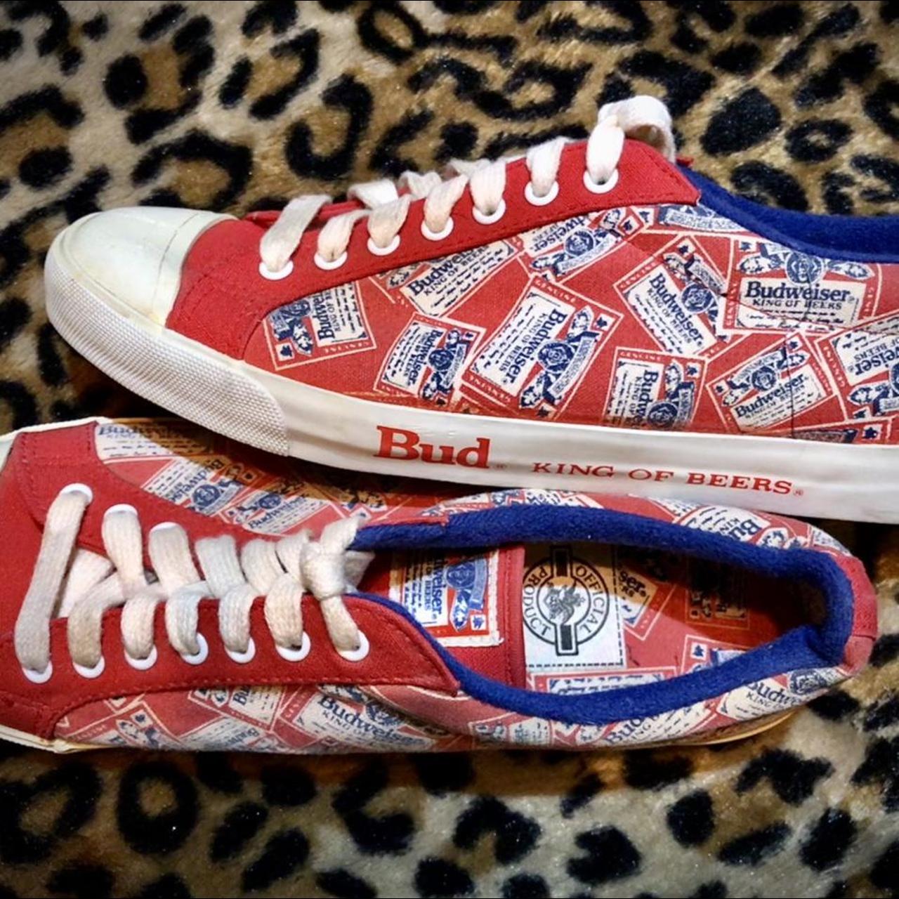 Budweiser All-over Logo Print Vintage 80's lace up | Depop