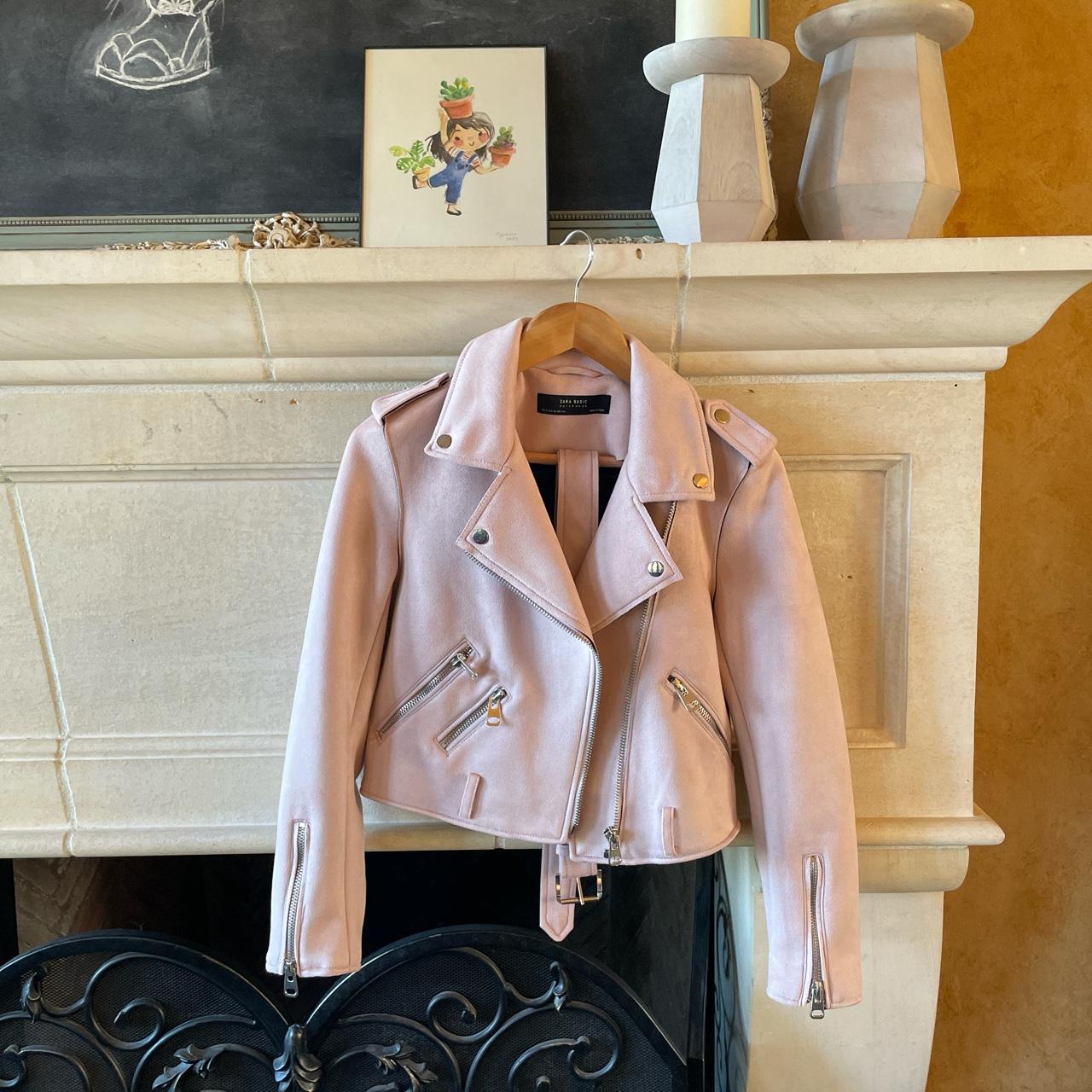 Zara light pink jacket Light pink, suede jacket... Depop
