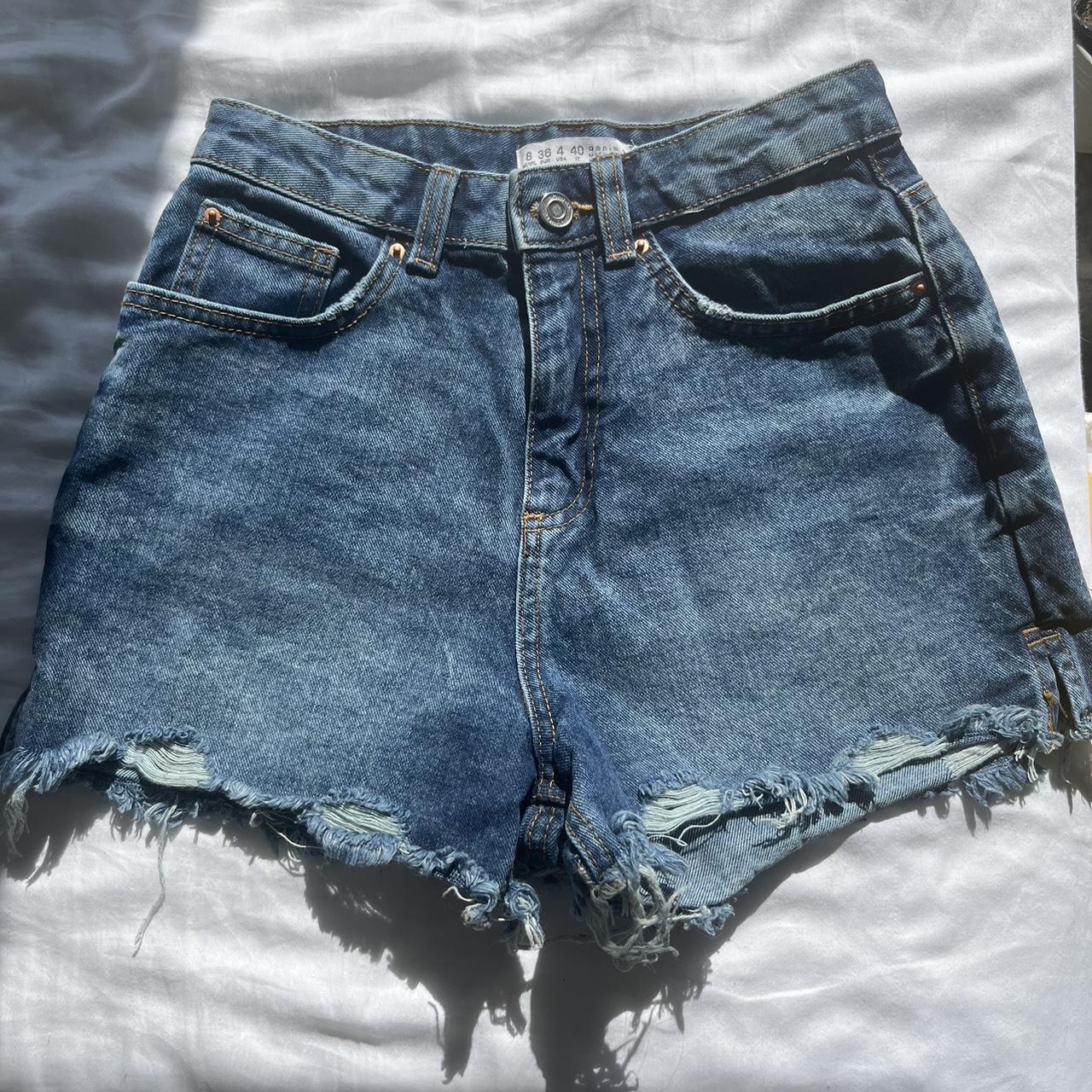 BLUE DENIM SHORTS Fit 6/8 Open to offers Free... - Depop