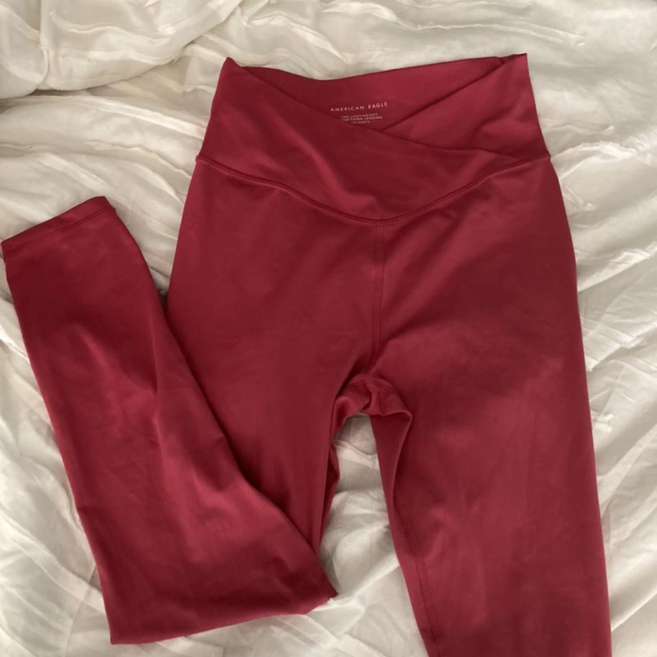 Retro, pink, patterned, high-rise, aerie crossover - Depop