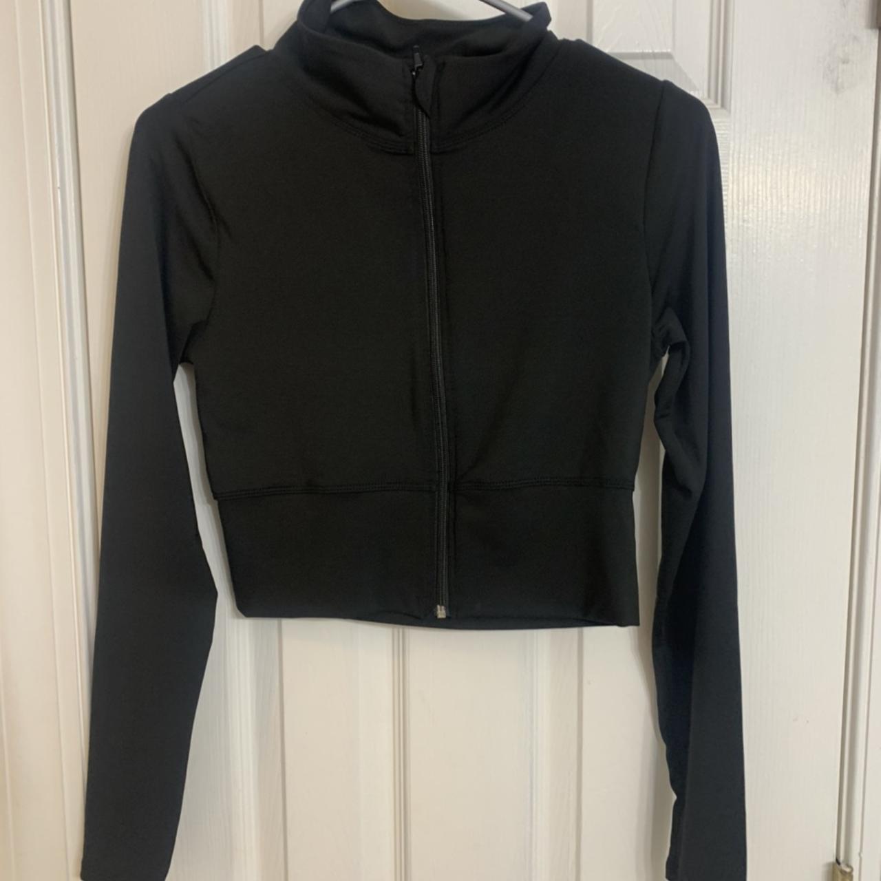 SOLD cropped lulu DUPE athletic jacket fitted size... - Depop