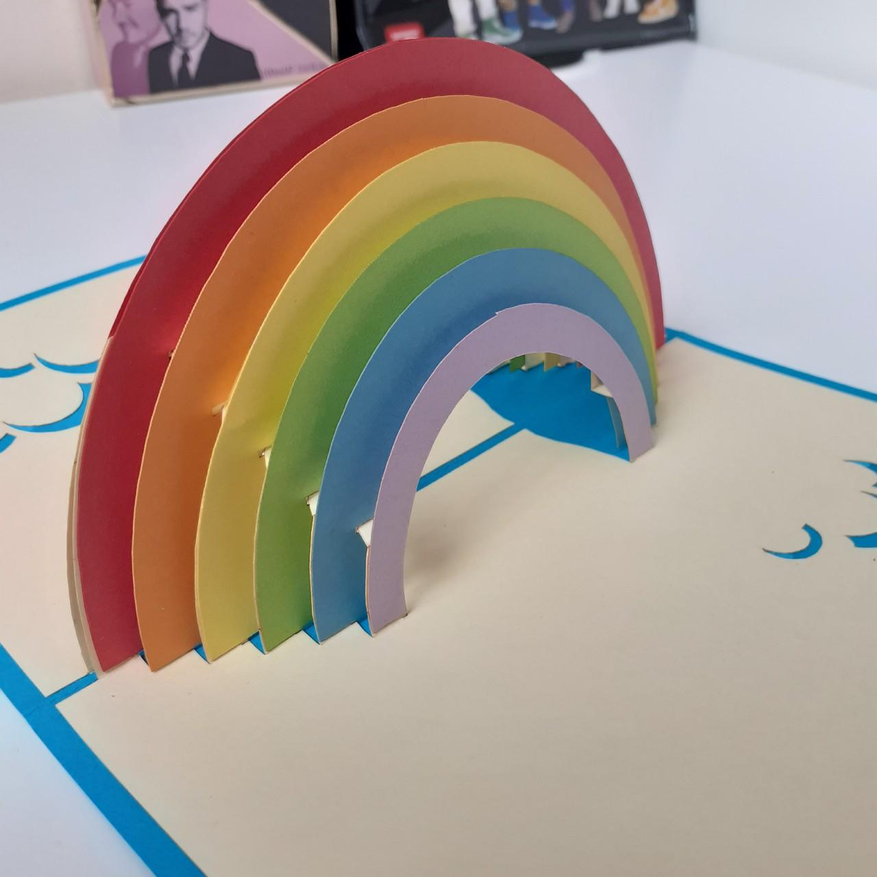 Rainbow 3d Pop Up Card Handmade Perfect For Depop