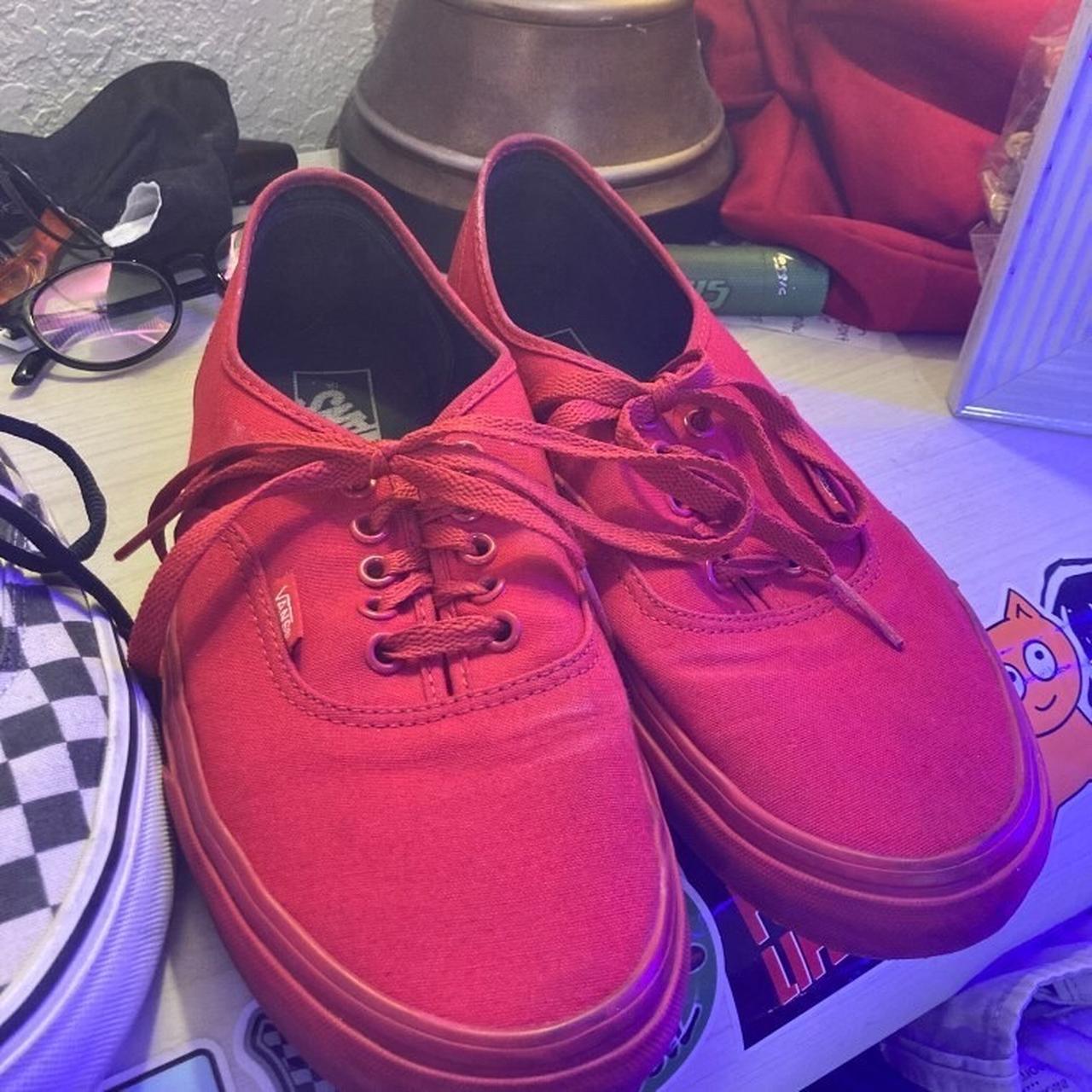 Classic Red Authentic Vans‼️ size 10 and hardly worn.... - Depop