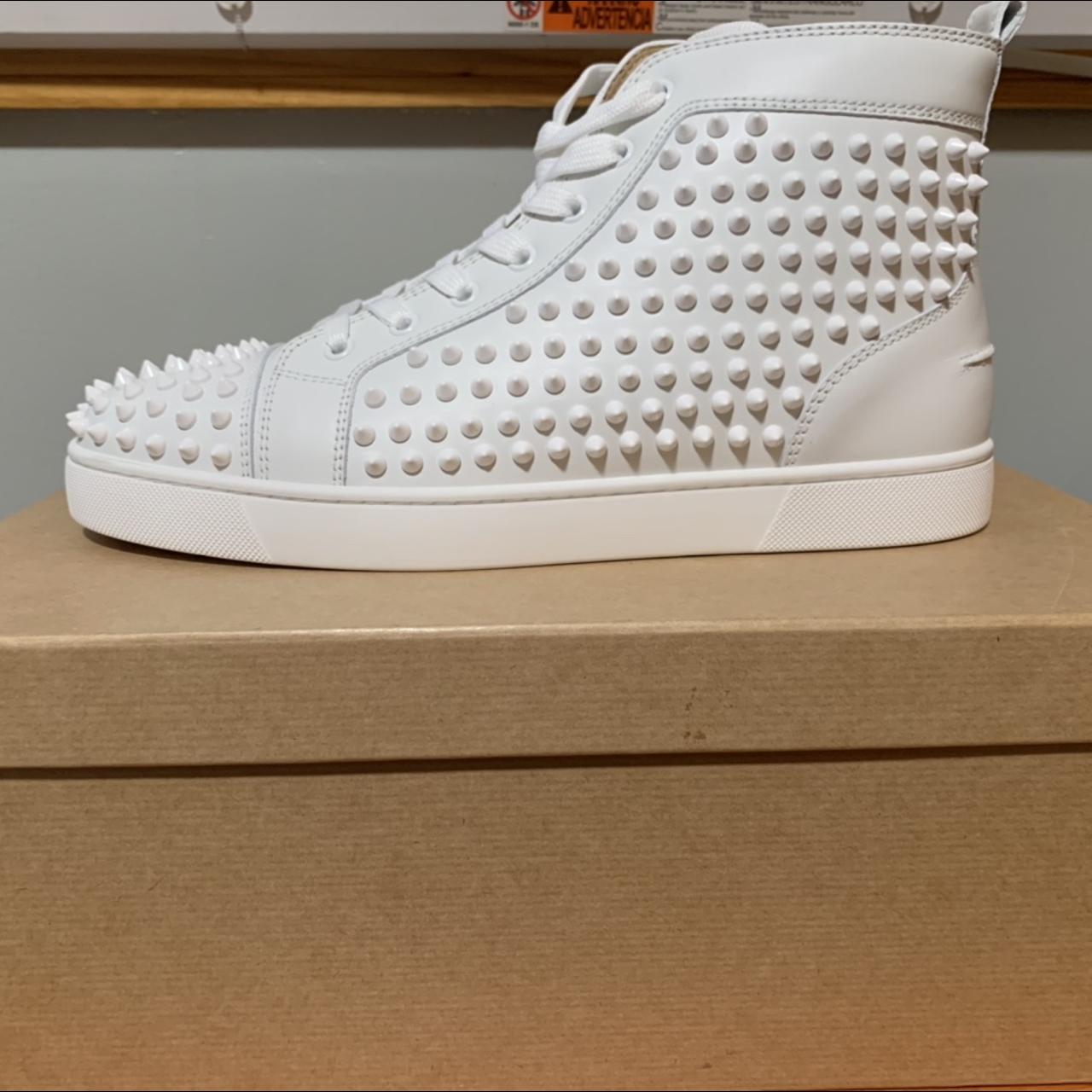 Christian Louboutin Men's Louis Spikes Flat High-Top Sneakers