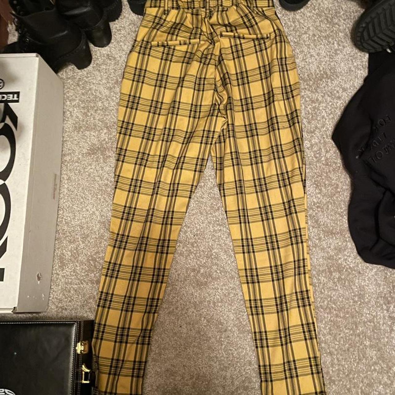 yellow and black plaid pants