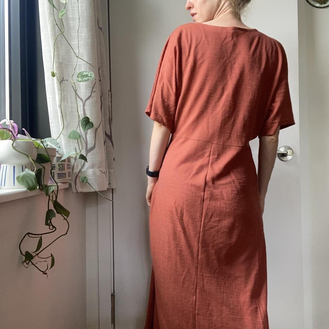 🧡 Zara Burnt Orange Boho Maxi Dress with front... Depop