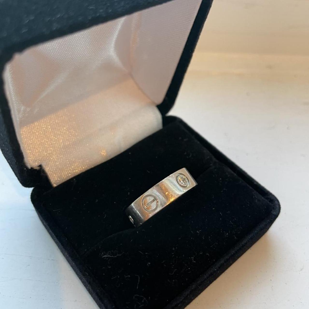 Original Cartier 18K White Gold 3 Diamond Love Ring.... Depop