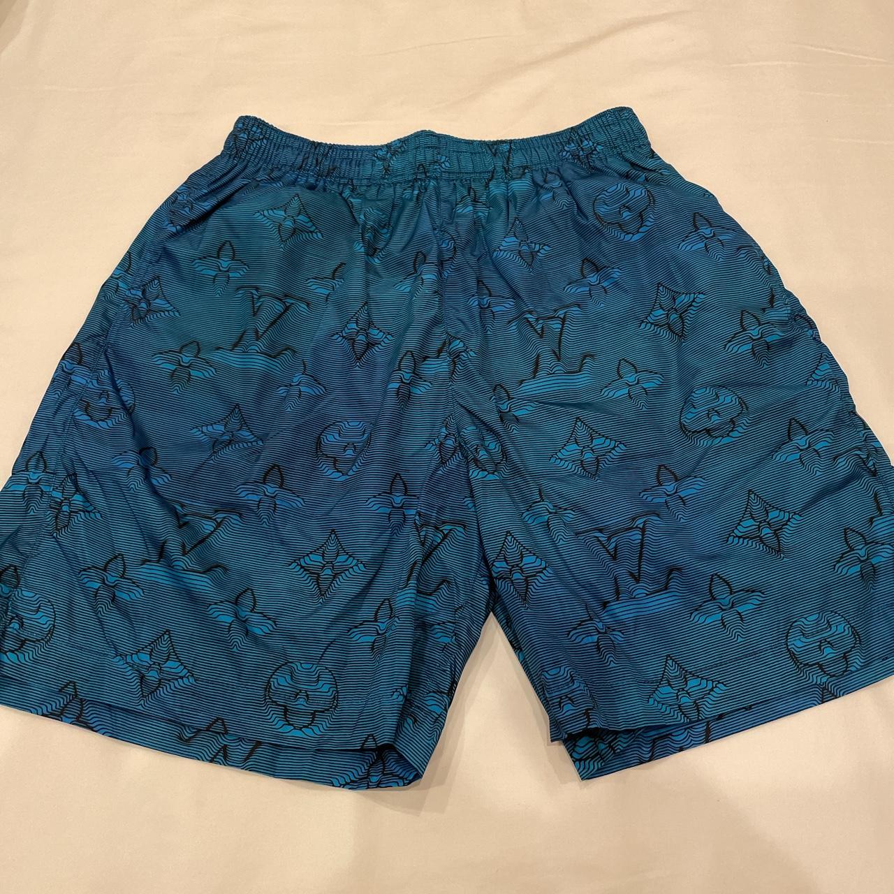 Blue Louis vuitton swim shorts. Size S. Barely worn,... - Depop