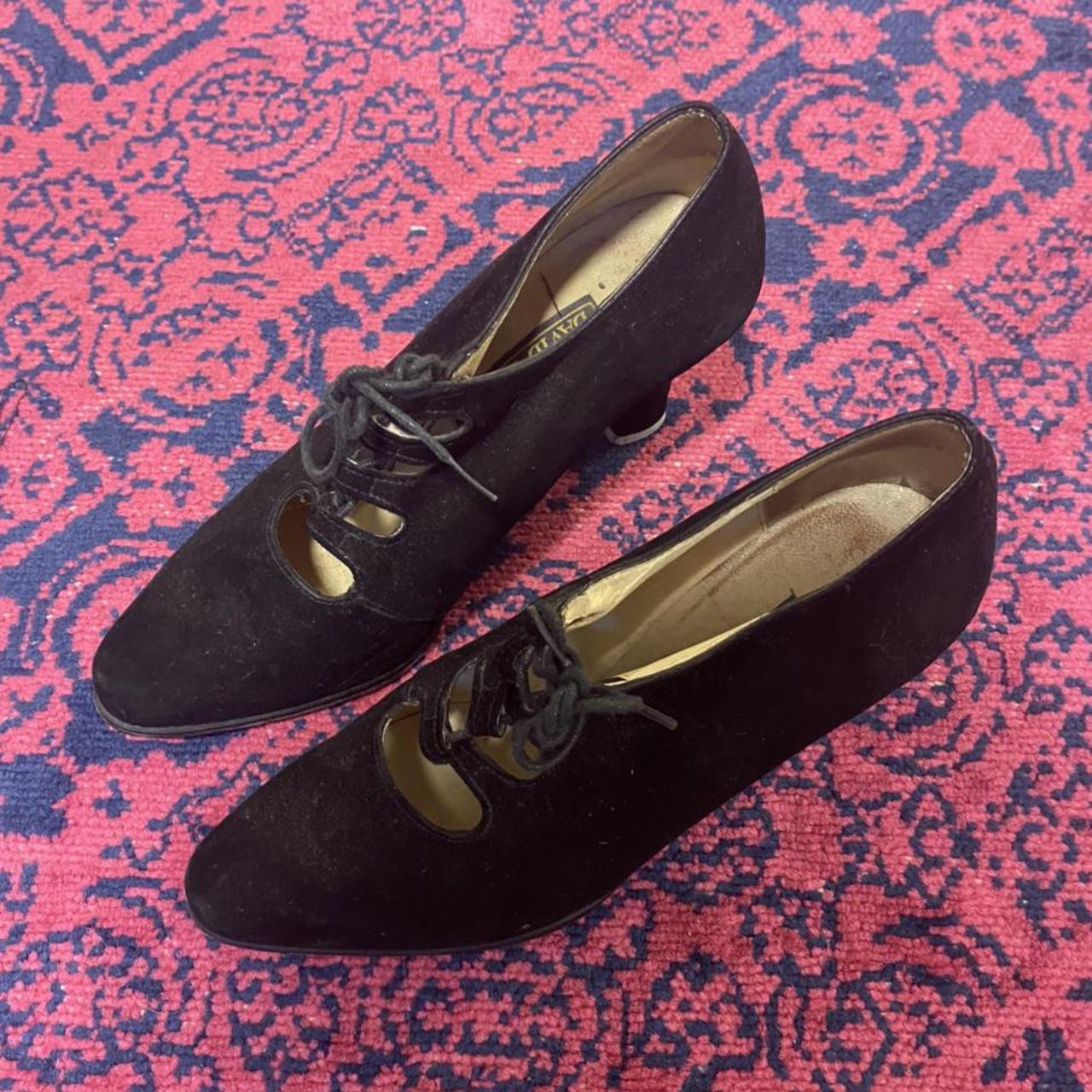 1980s does 1940s style shoes. Black suede and in... - Depop