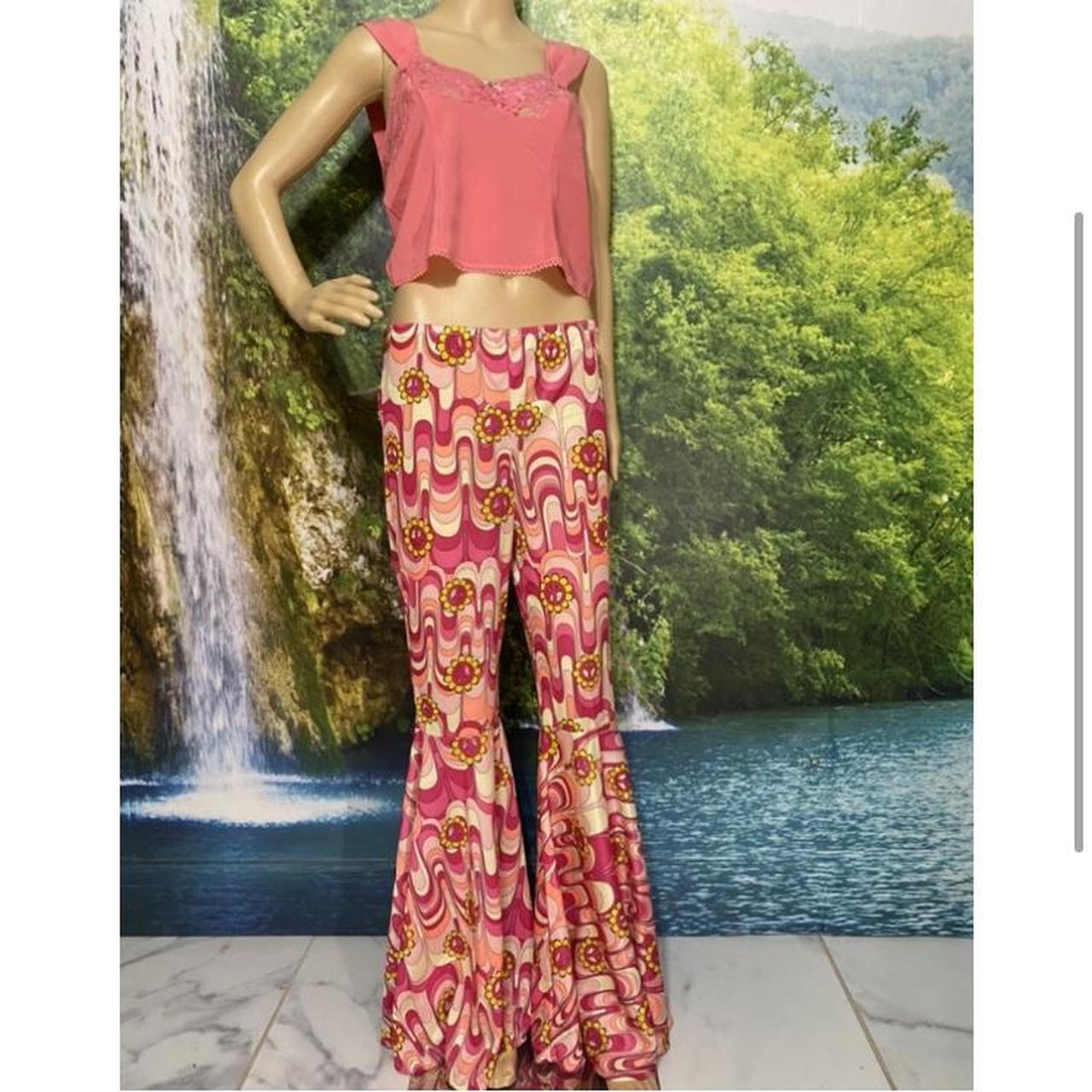 Pink Flower Power Hippie Costume Pants