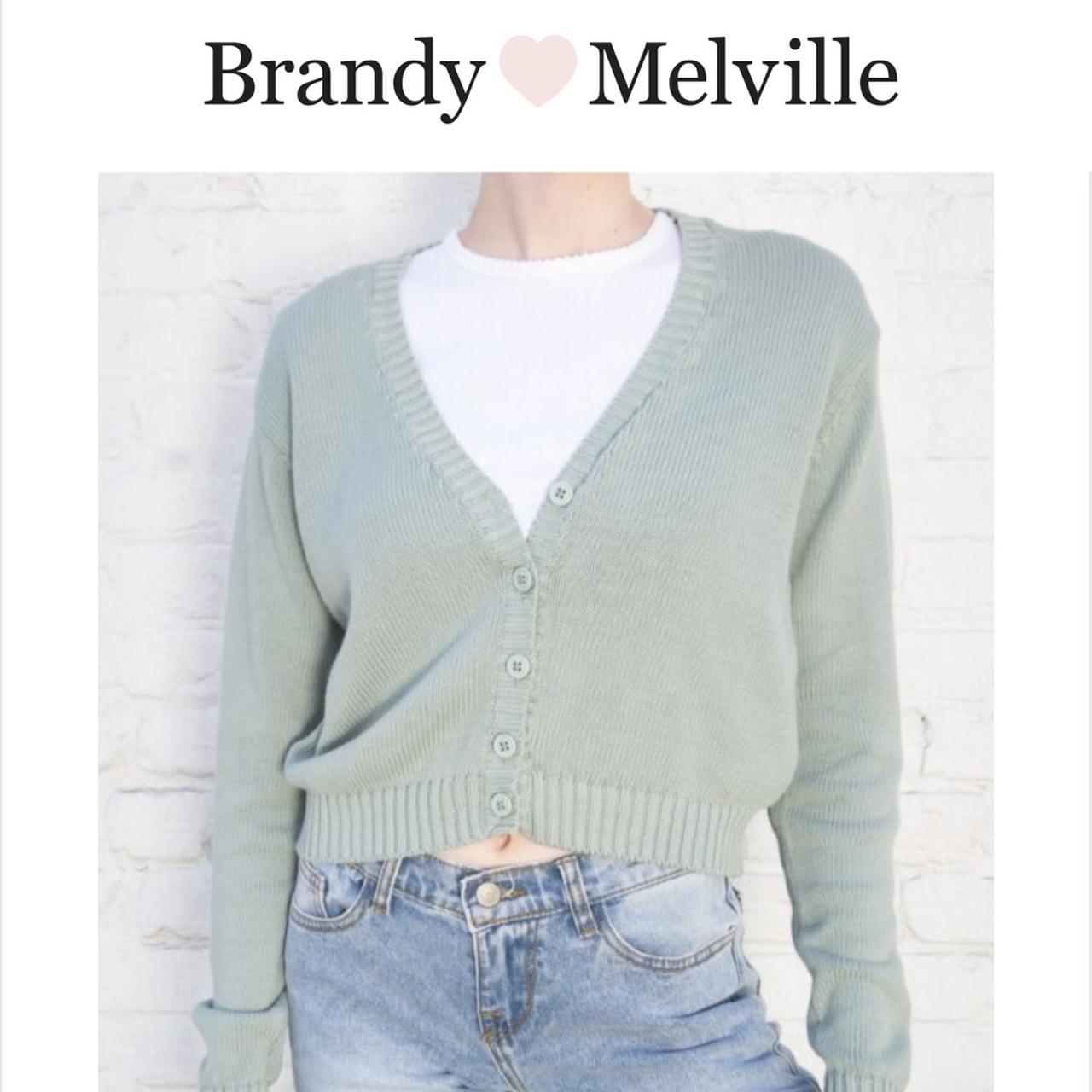 Brandy Melville Women's Green Cardigan Depop