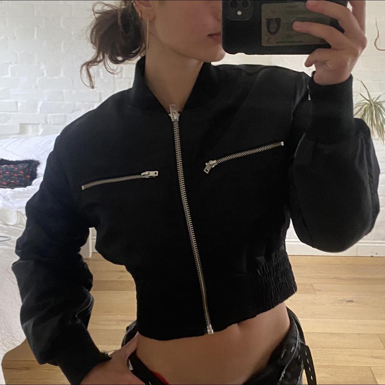 Gorgeous IRO cropped black bomber jacket with zips... - Depop