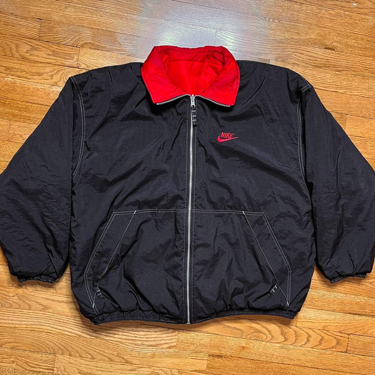 Vintage Nike reversible jacket in black and... - Depop