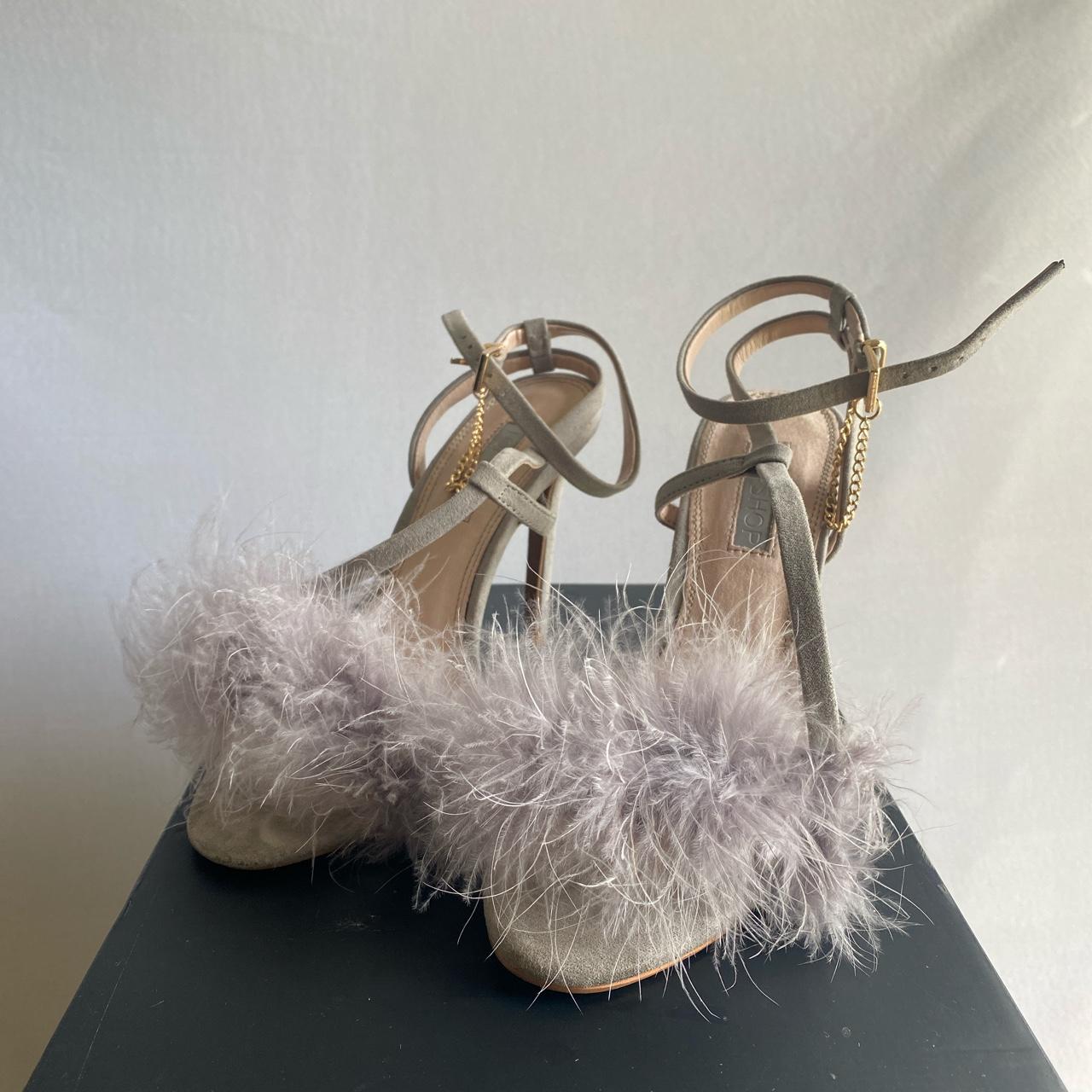 Top shop fluffy heels Grey lavender color