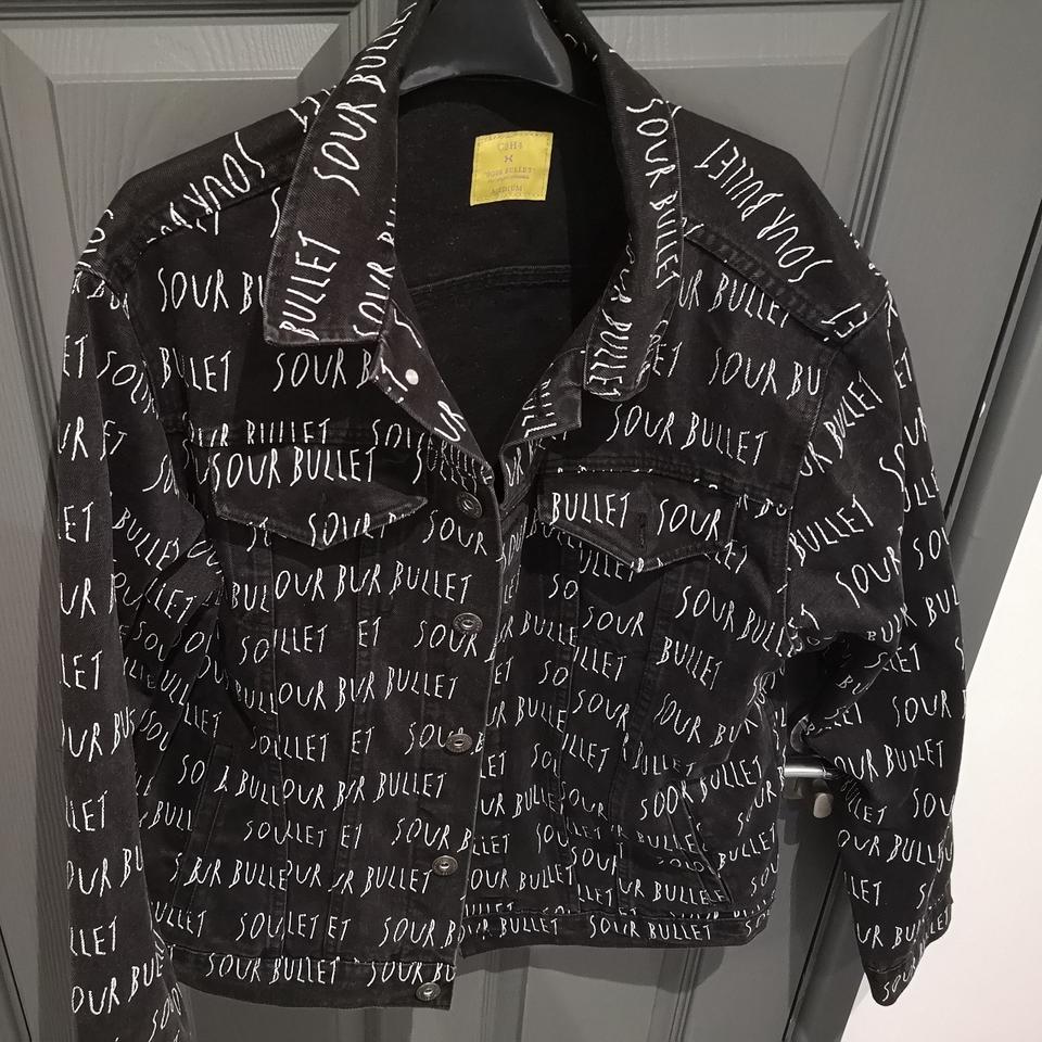 C2H4 Sour Bullet black denim jacket. Bought this a Depop