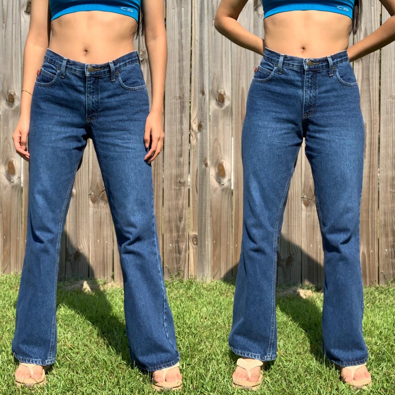 Y2k2000s Dark Wash Denim Jeans Mid Rise Bootcut Depop 6103