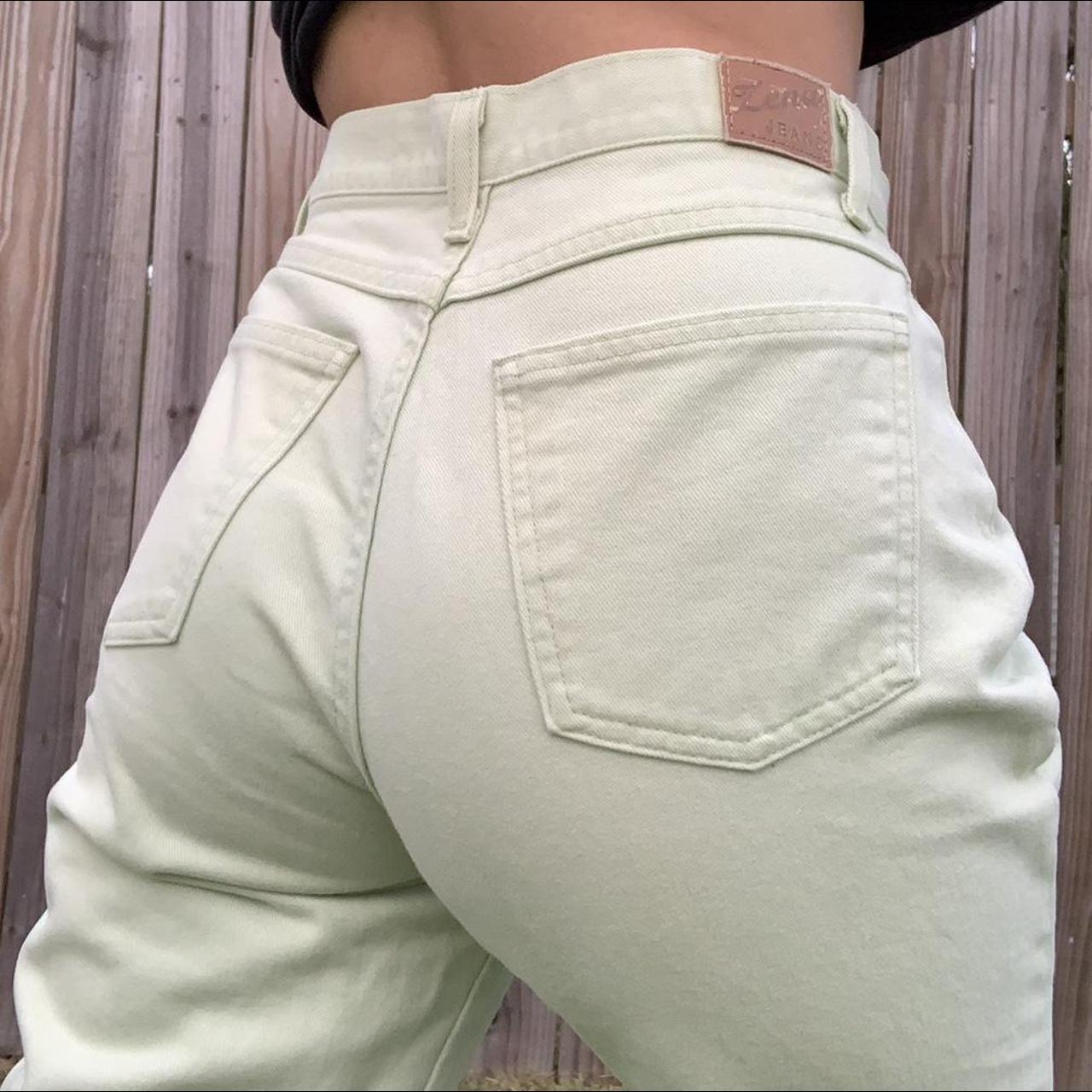 Mid Rise Light Green Jeans mint green/pastel green... Depop