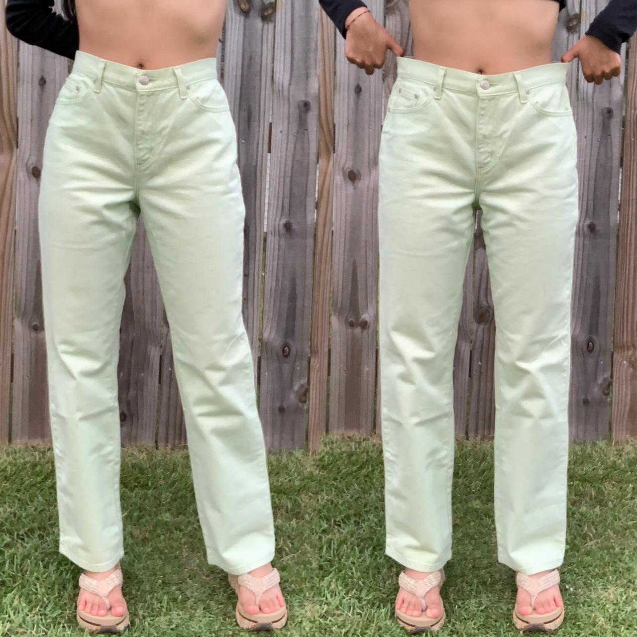 Mid Rise Light Green Jeans mint green/pastel green... - Depop