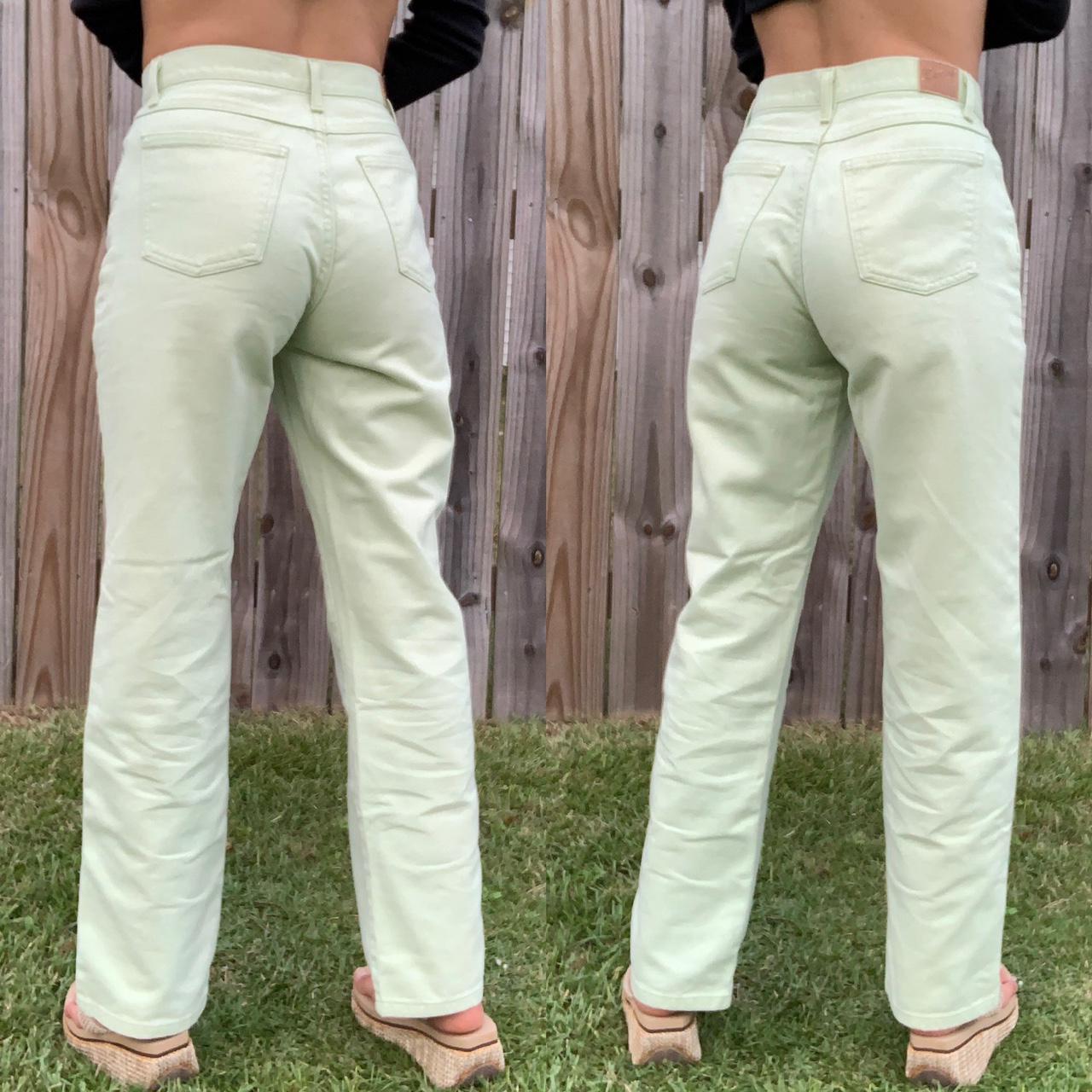 Mid Rise Light Green Jeans mint green/pastel green... - Depop