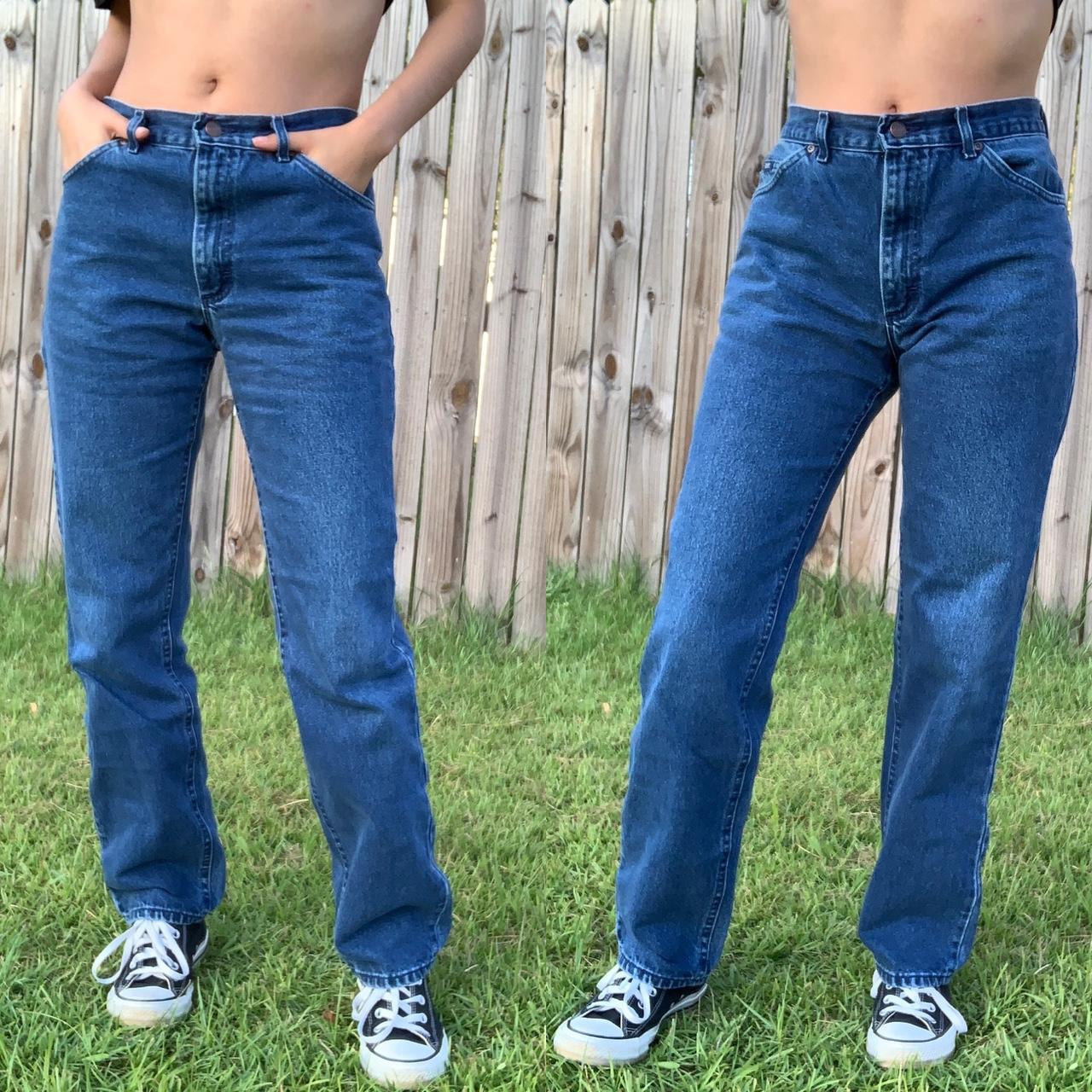 Dark Blue/Indigo Wash Denim Jeans 90s vintage mid... - Depop