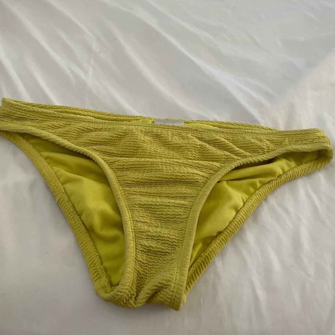 yellow scrunched bathing suit bikini bottom - Depop