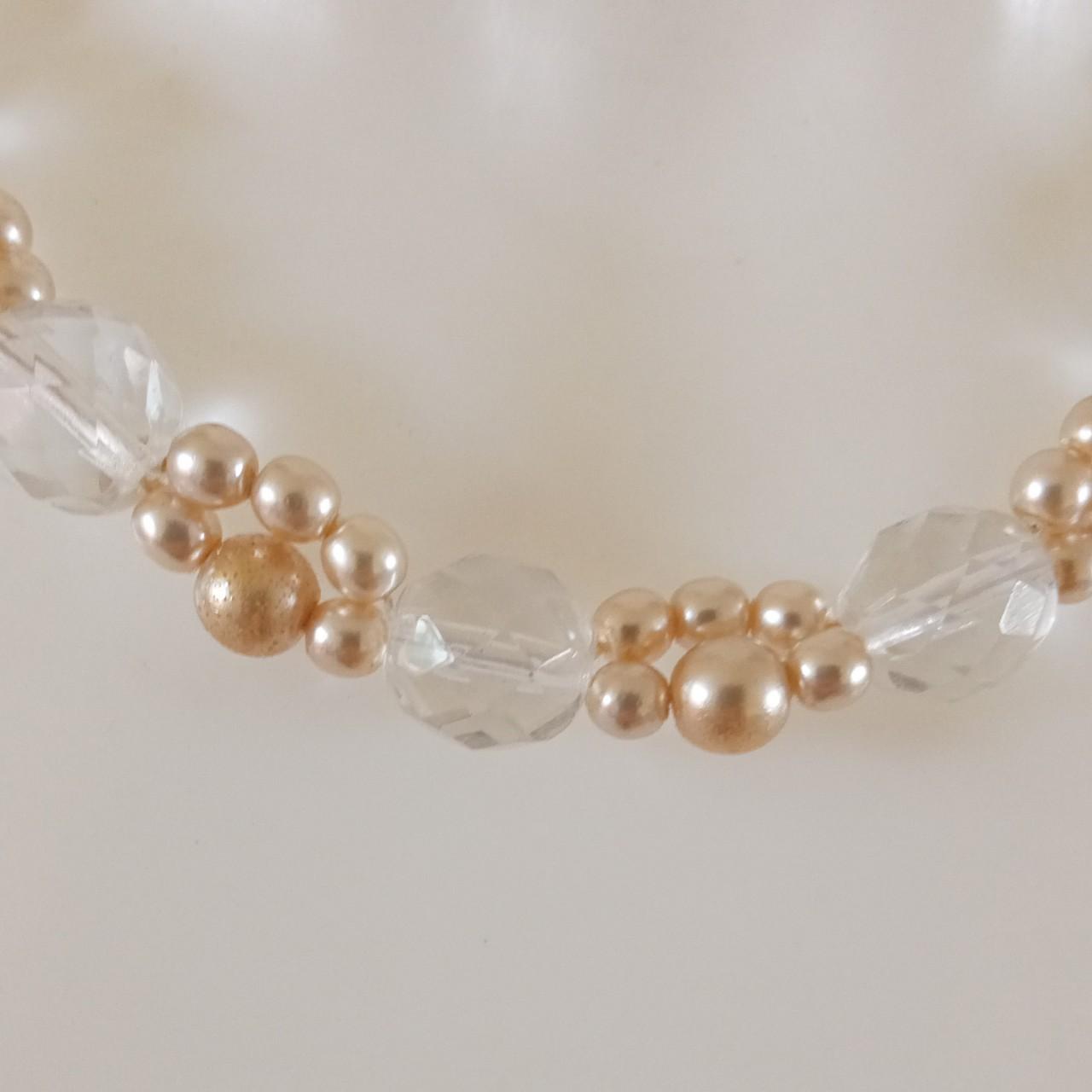 Vintage Faux pearl and Diamond cut glass bead... Depop