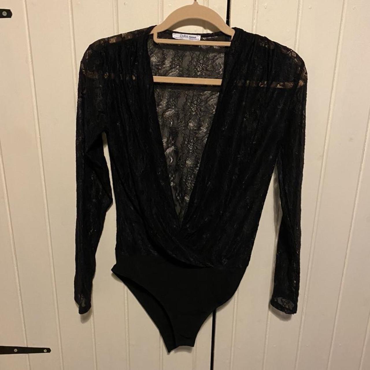 Zara black lace bodysuit!!🖤 Excellent condition,... - Depop