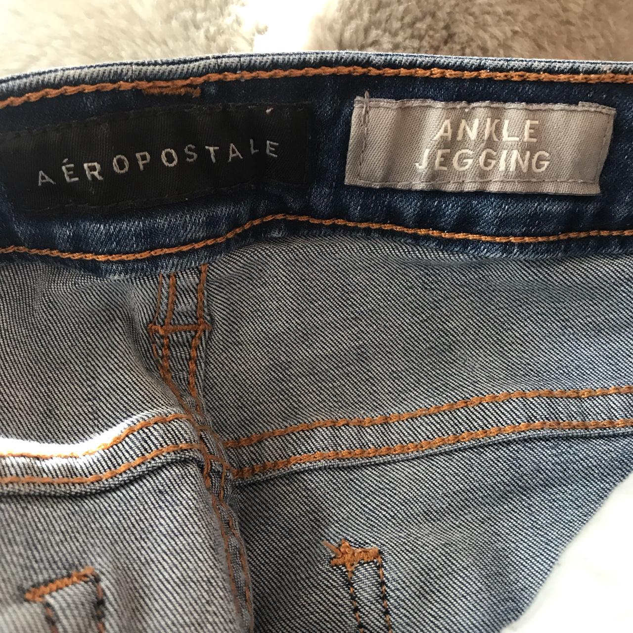 Aeropostale light wash denim ankle jogging ripped... - Depop