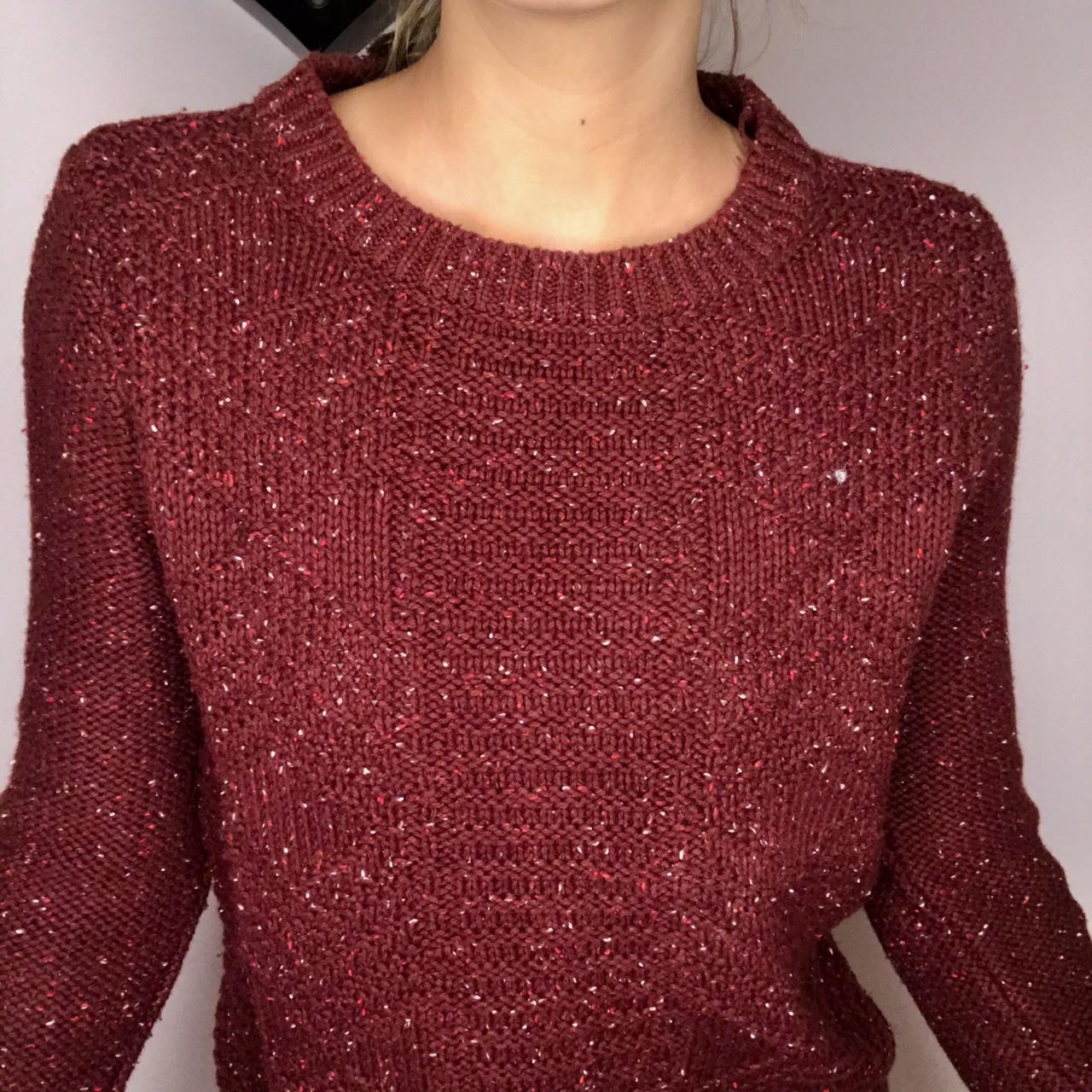 Hollister red burgundy knit sweater ugly christmas. Depop